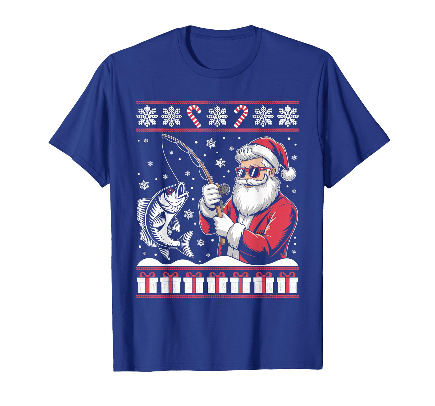 Funny Santa Claus Fishing Ugly Christmas Sweater Fisherman T-Shirt
