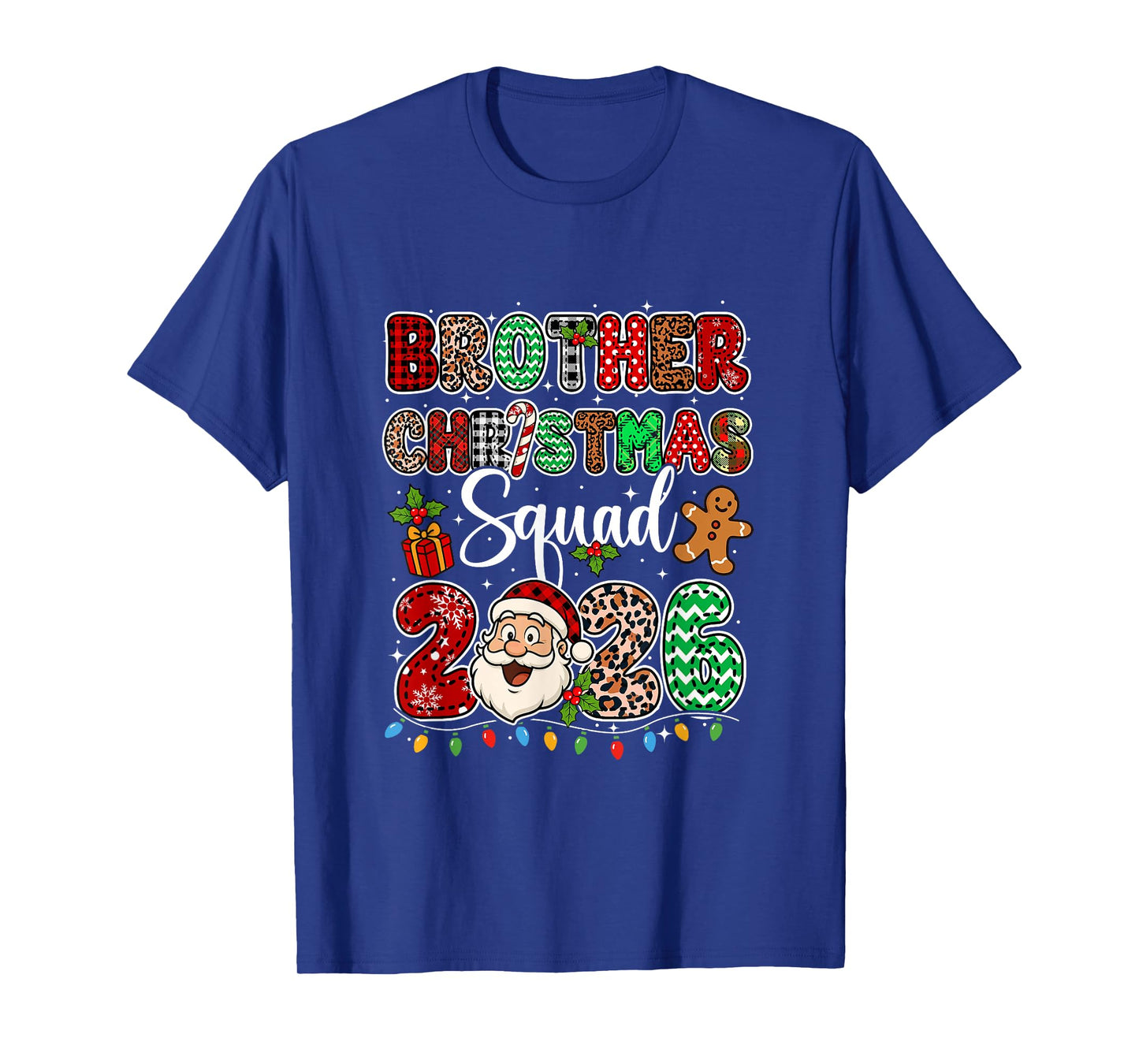 Brother Christmas Crew 2026 Leopard Funny Santa Family Group T-Shirt