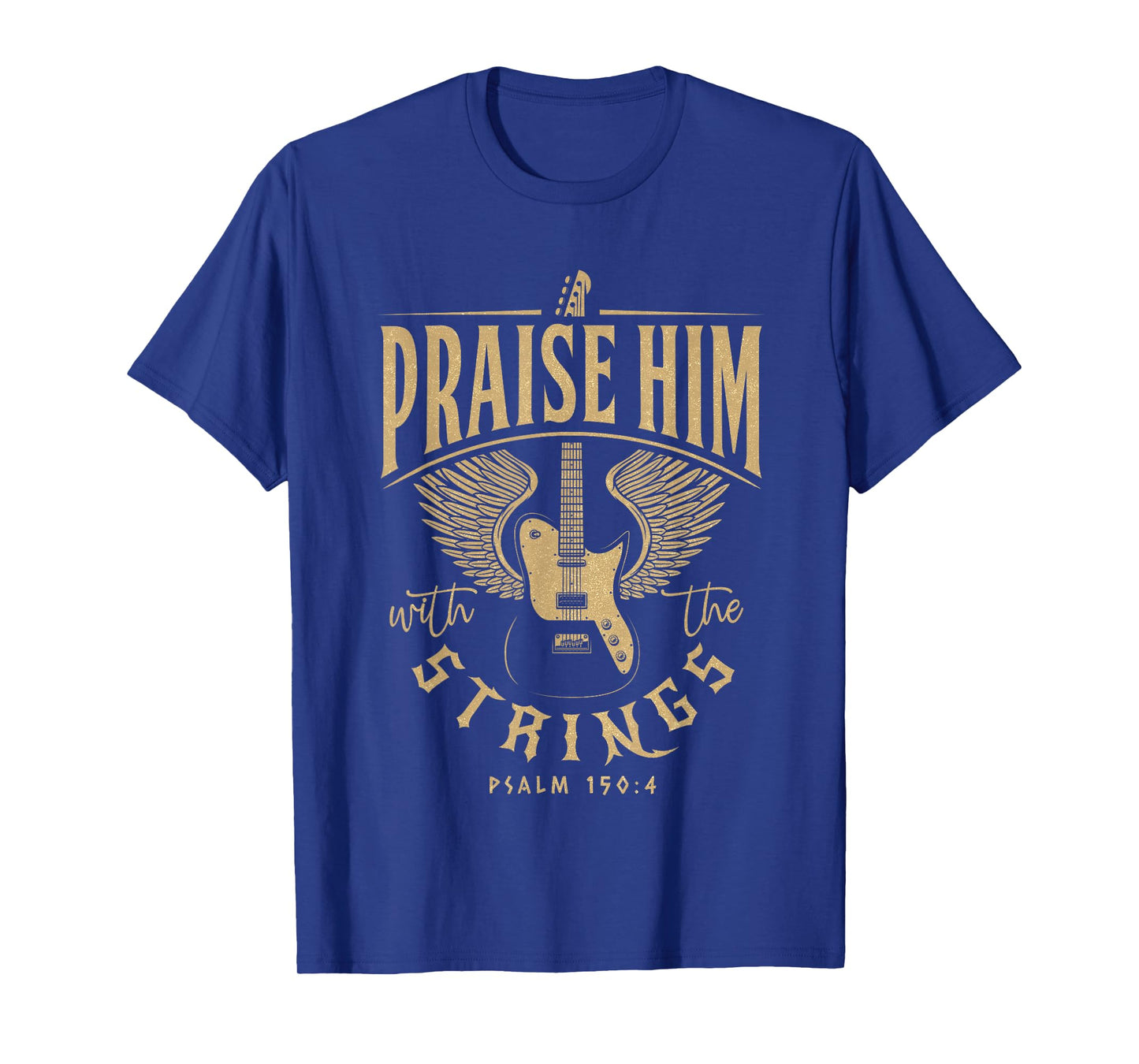 Praise Him Christian Guitar Players with Distressed Design T-Shirt