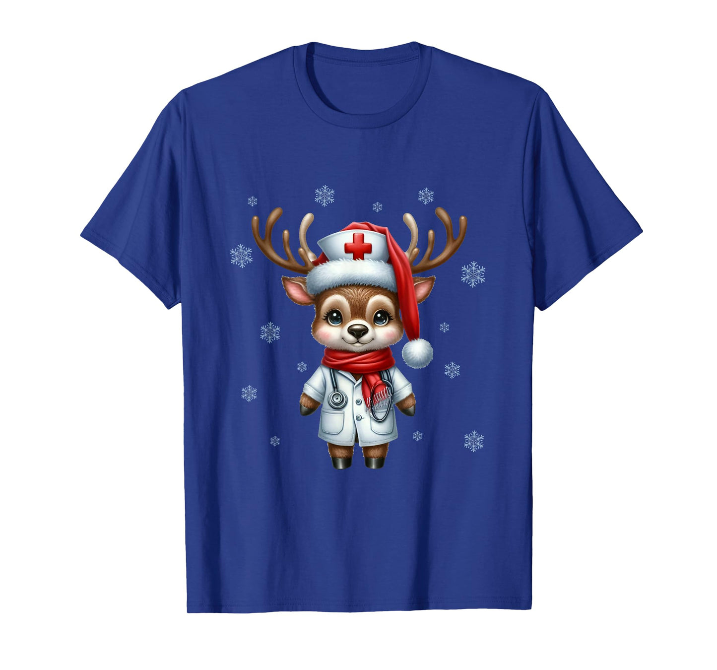Funny Reindeer Nurse Scrub Merry Christmas Pajama Xmas Nurse T-Shirt