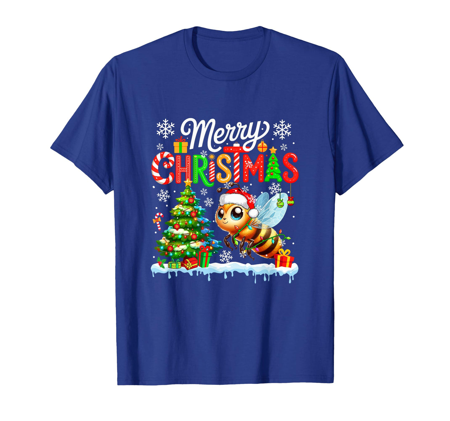 Merry Christmas Santa Bee Colorful Costume Kids Toddler T-Shirt