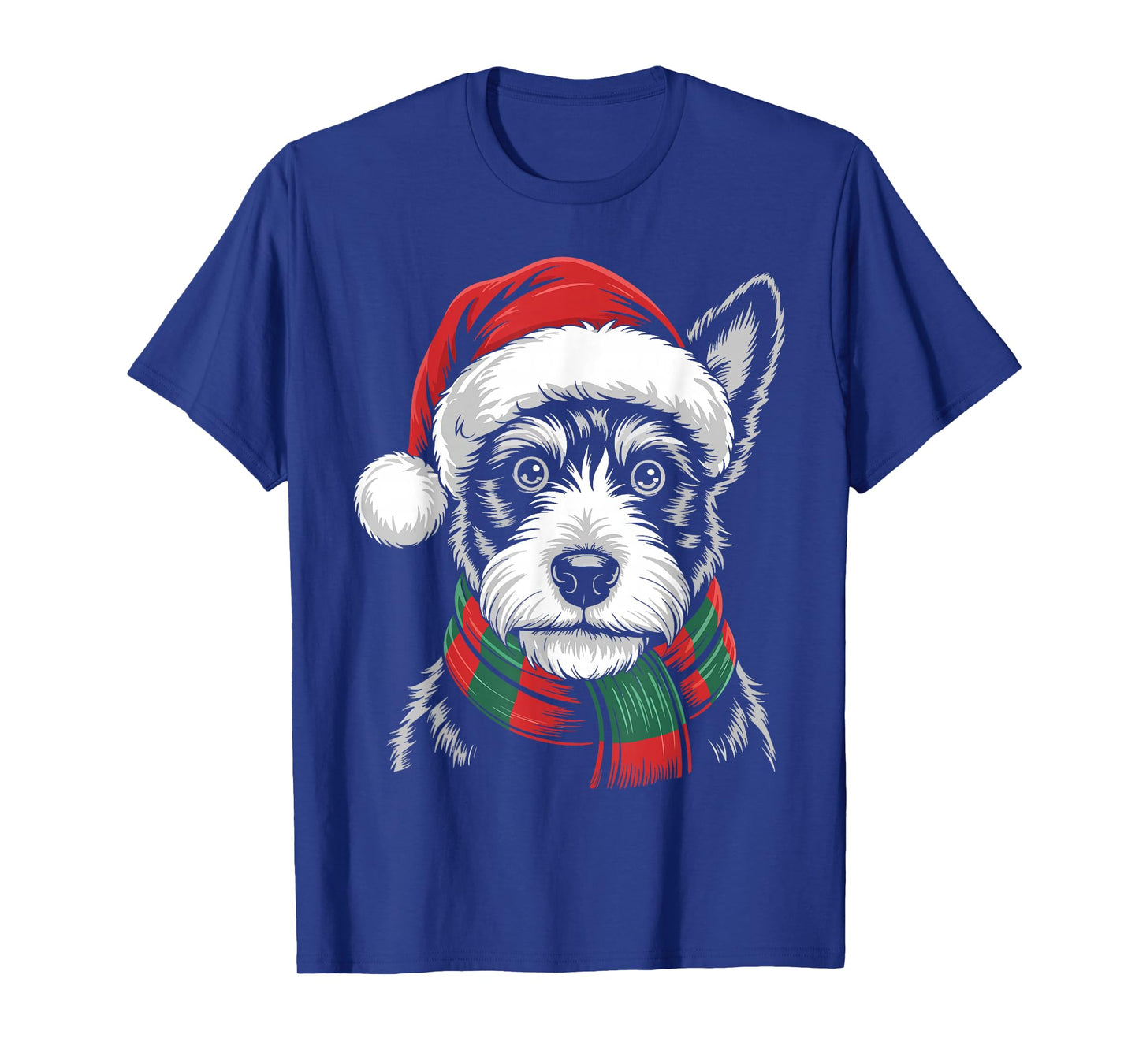 Scottie Dog Xmas Santa Hat Scarf Christmas Costume T-Shirt
