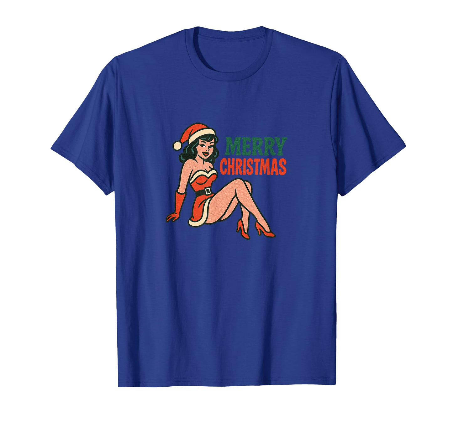 Vintage Merry Christmas Pinup Girl Holiday Retro Art T-Shirt