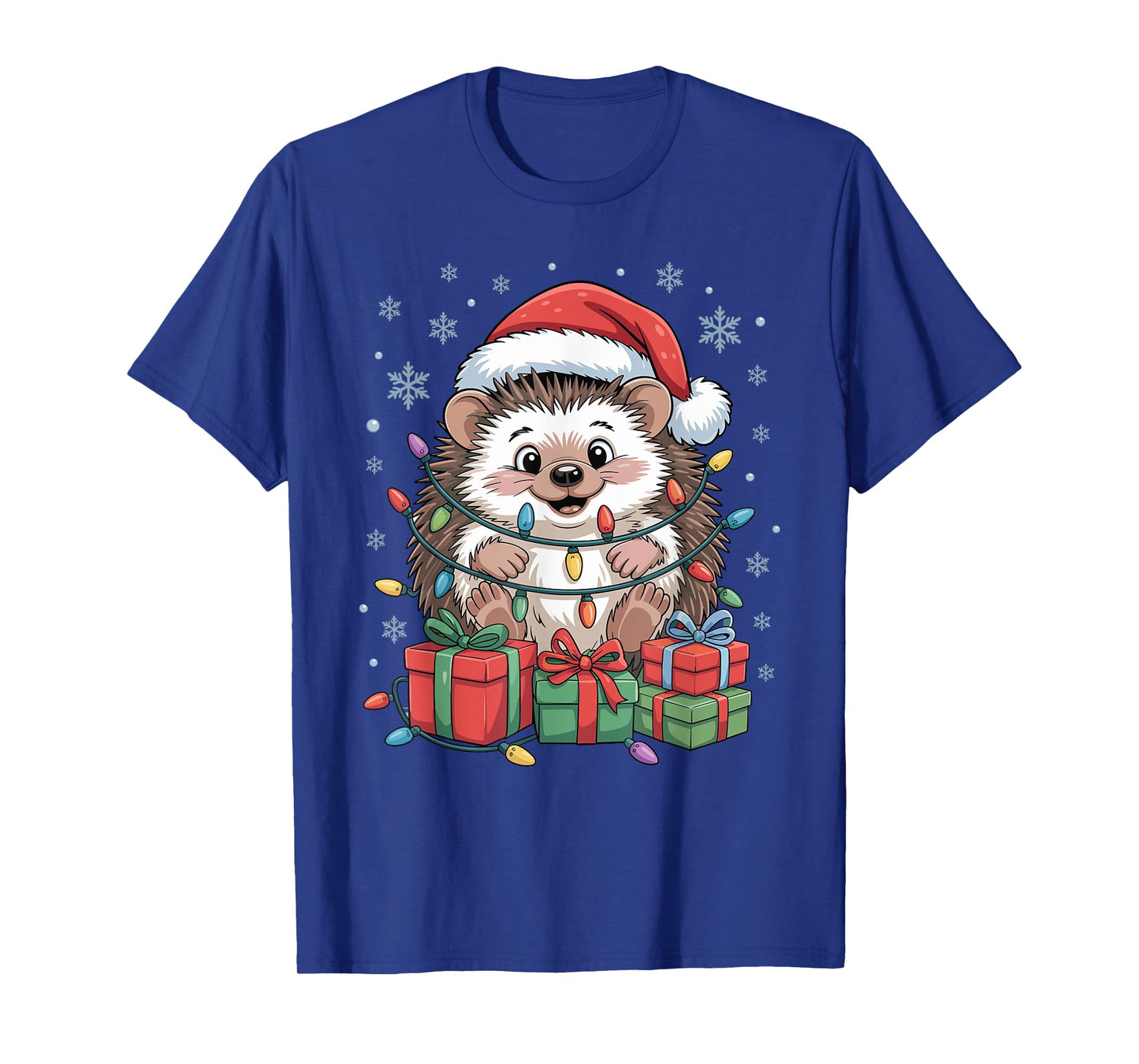 Hedgehog Santa Hat Animals Lovers Ugly Christmas Pajamas T-Shirt