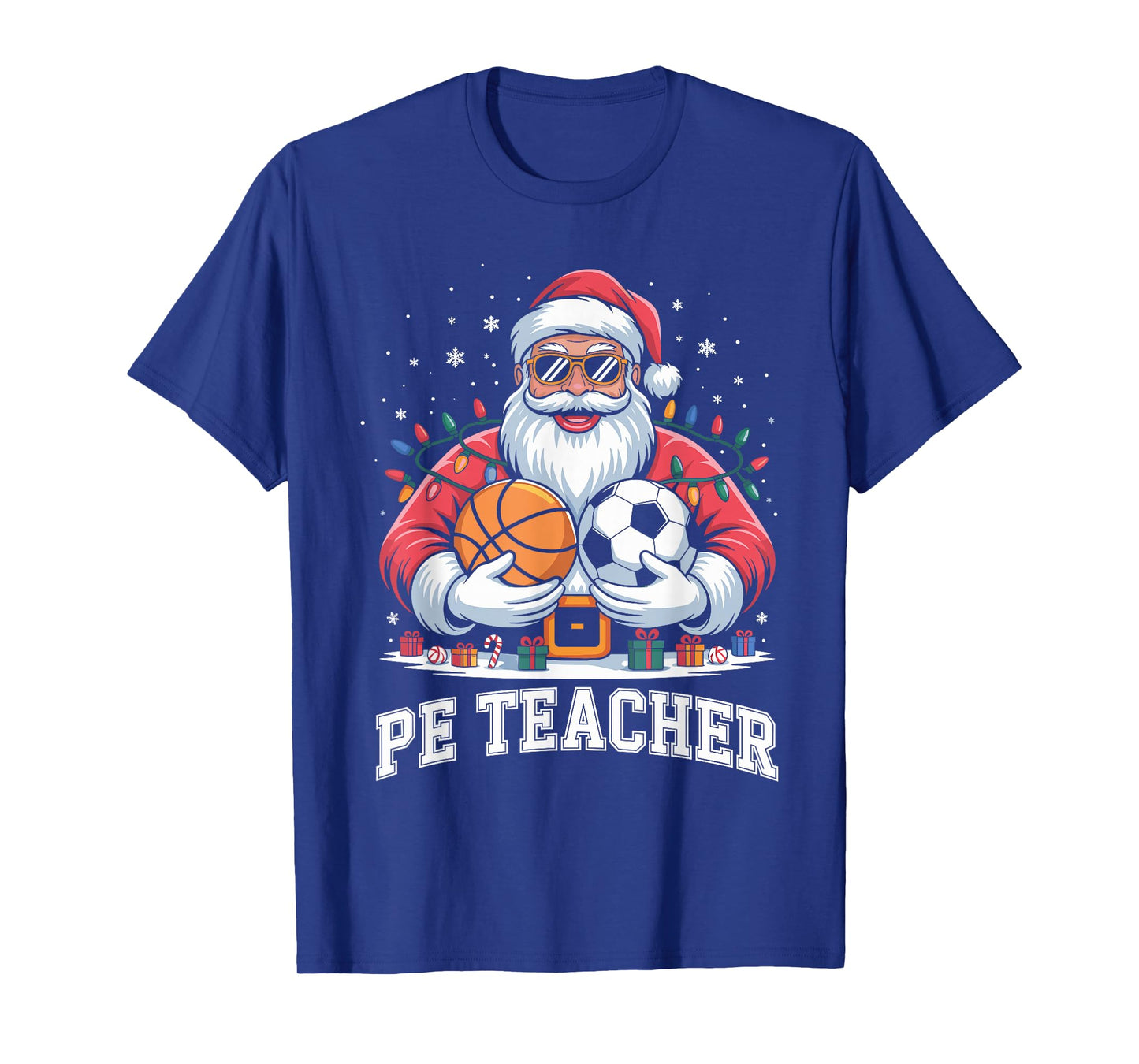PE Teacher Christmas Santa Physical Education Xmas T-Shirt