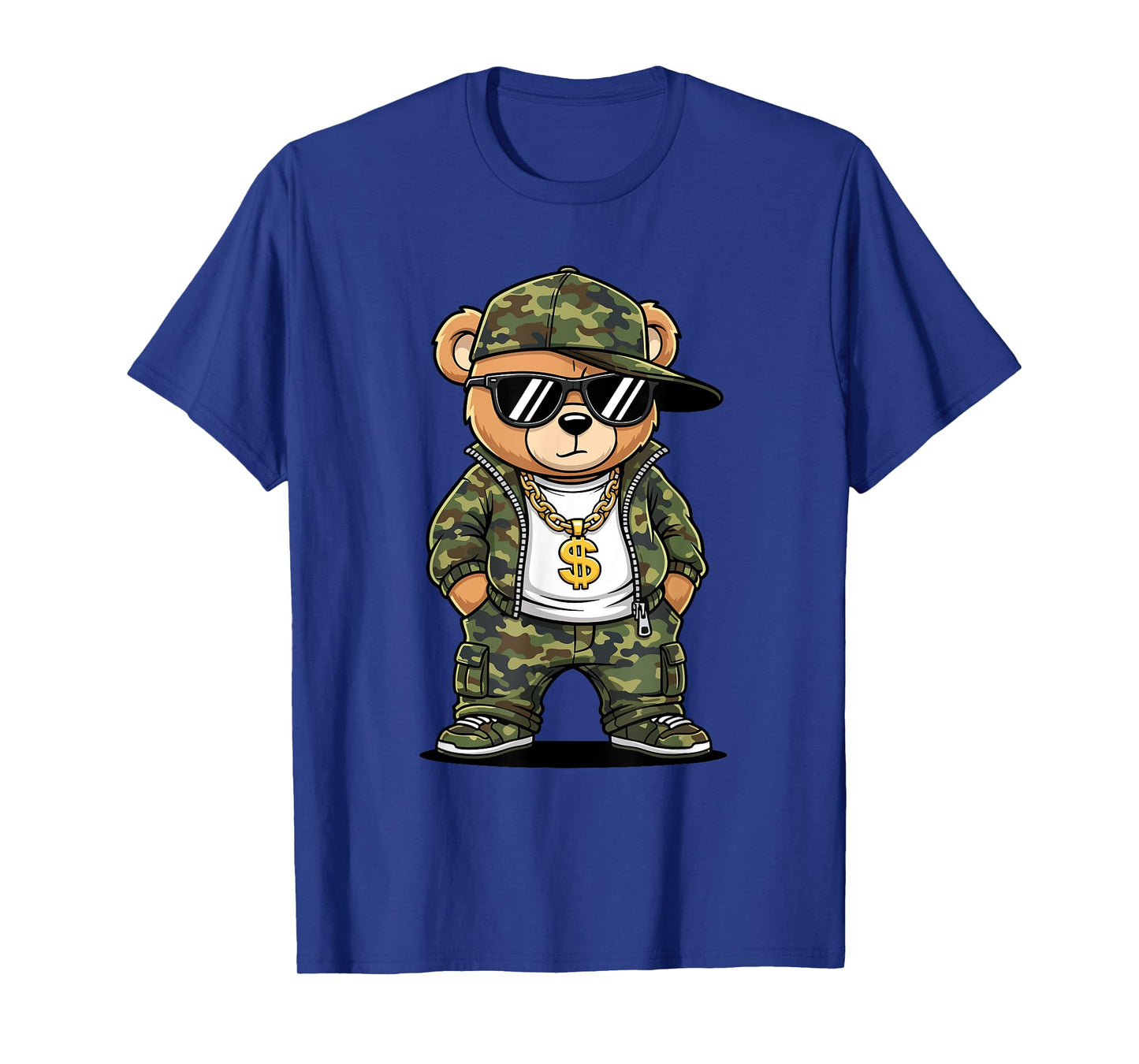 Camoflage Hip Hop Bear - 80s 90s Old School Hip Hop T-Shirt