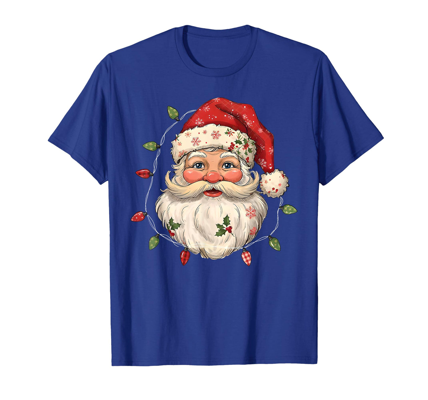 Santa Snowman Christmas Xmas Lights Family Pajamas Holiday T-Shirt