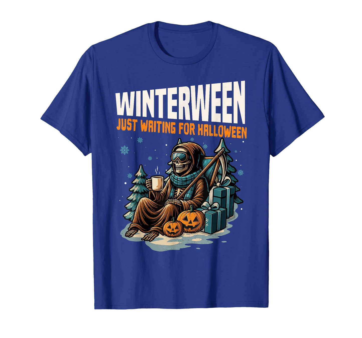 Winterween Just Waiting for Halloween Christmas Funny T-Shirt