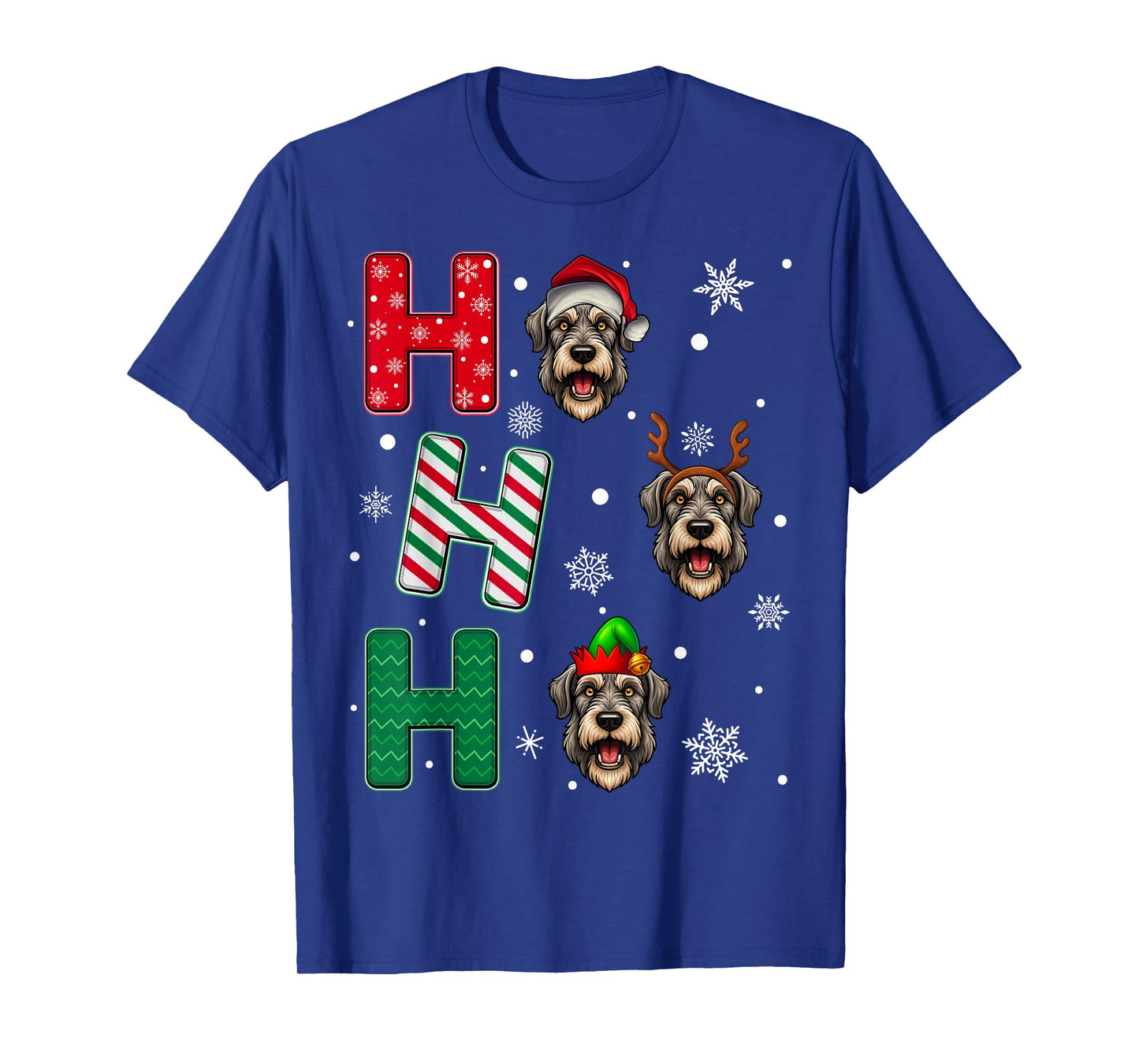 Ho Ho Ho Irish Wolfhound Dog Lover Christmas Santa Elf Xmas T-Shirt