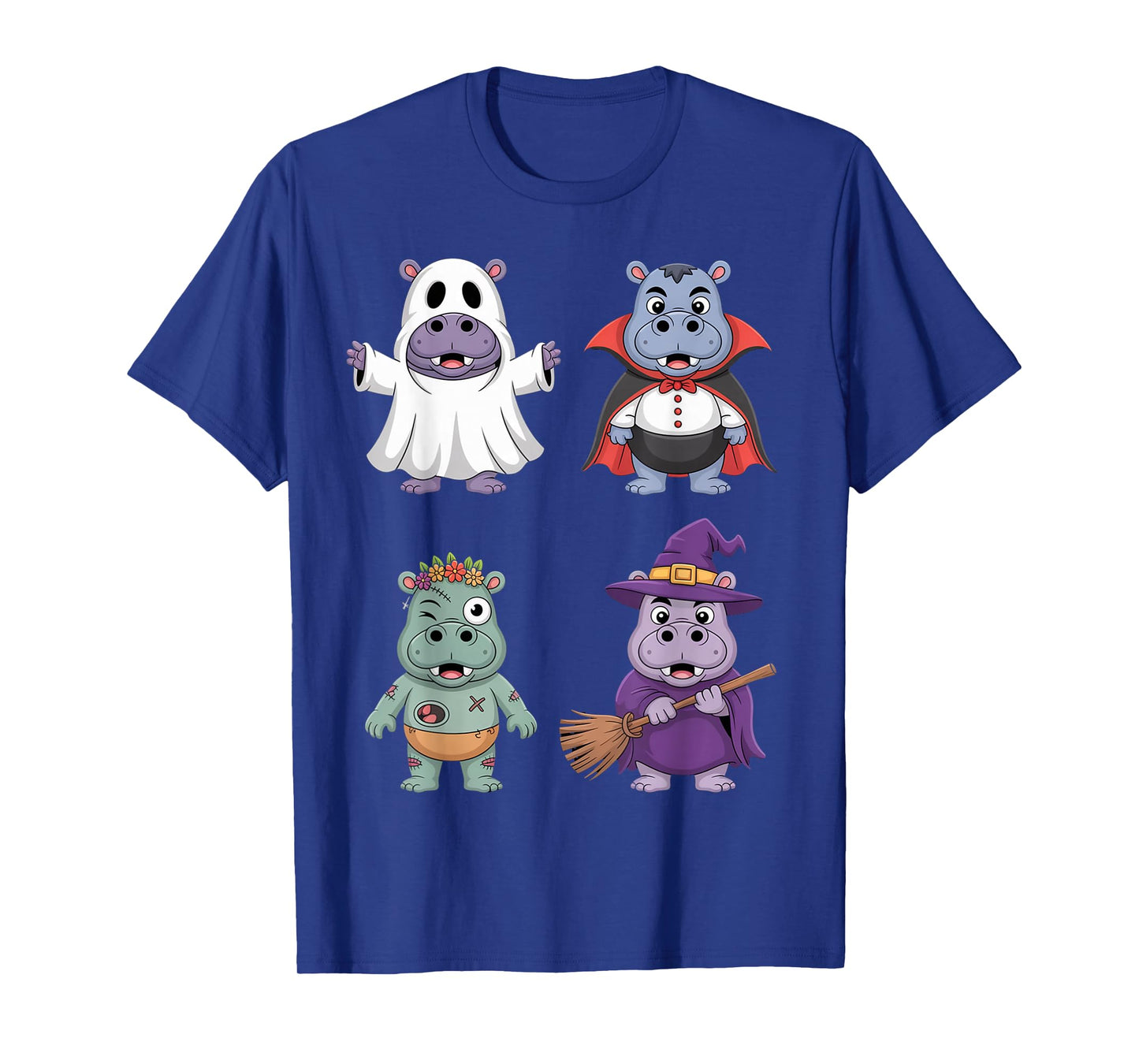 Cute Hippo Halloween Costume Boo Witch Skeleton Boys Girls T-Shirt