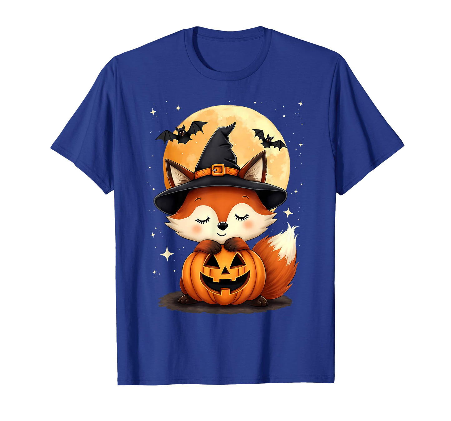 Halloween Cute Fox Witch Hat Pumpkin Spooky T-Shirt