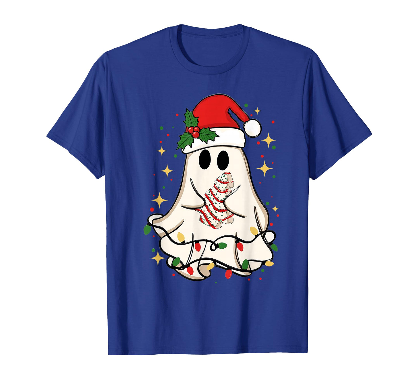 Ghost Christmas Tree Santa Spooky Spirit with Santa Hat T-Shirt