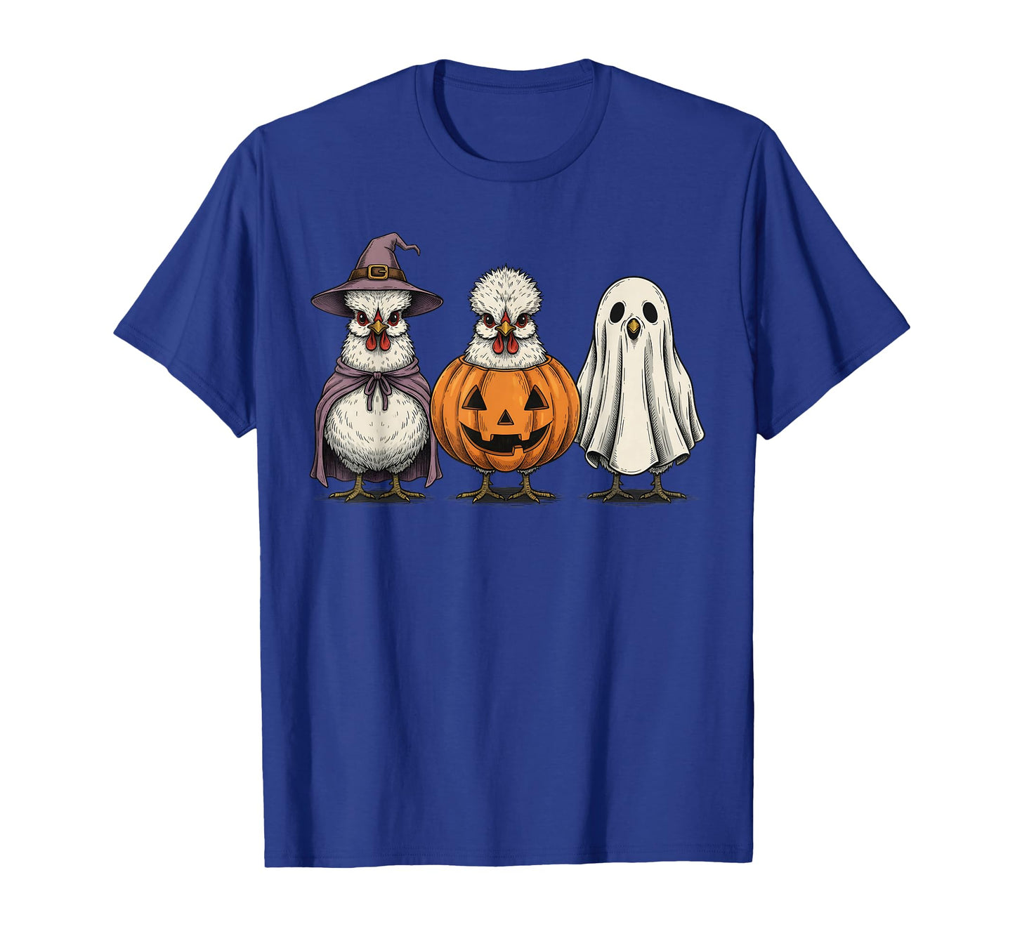 Spooky Ghost Silkie Chicken Pumpkin Halloween Farm Animal T-Shirt