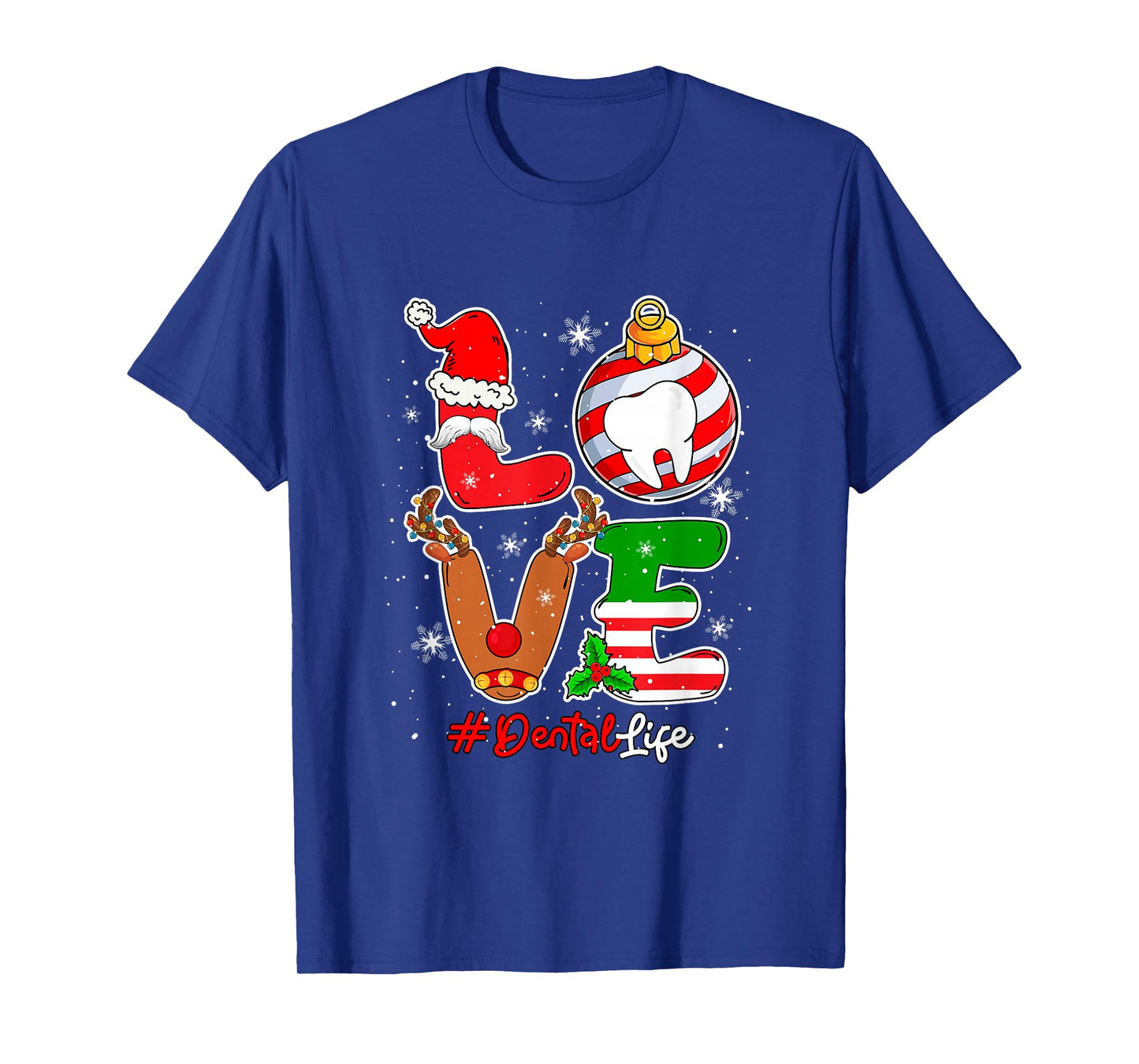 Love Dental Christmas Santa Reindeer Costume Job Team T-Shirt