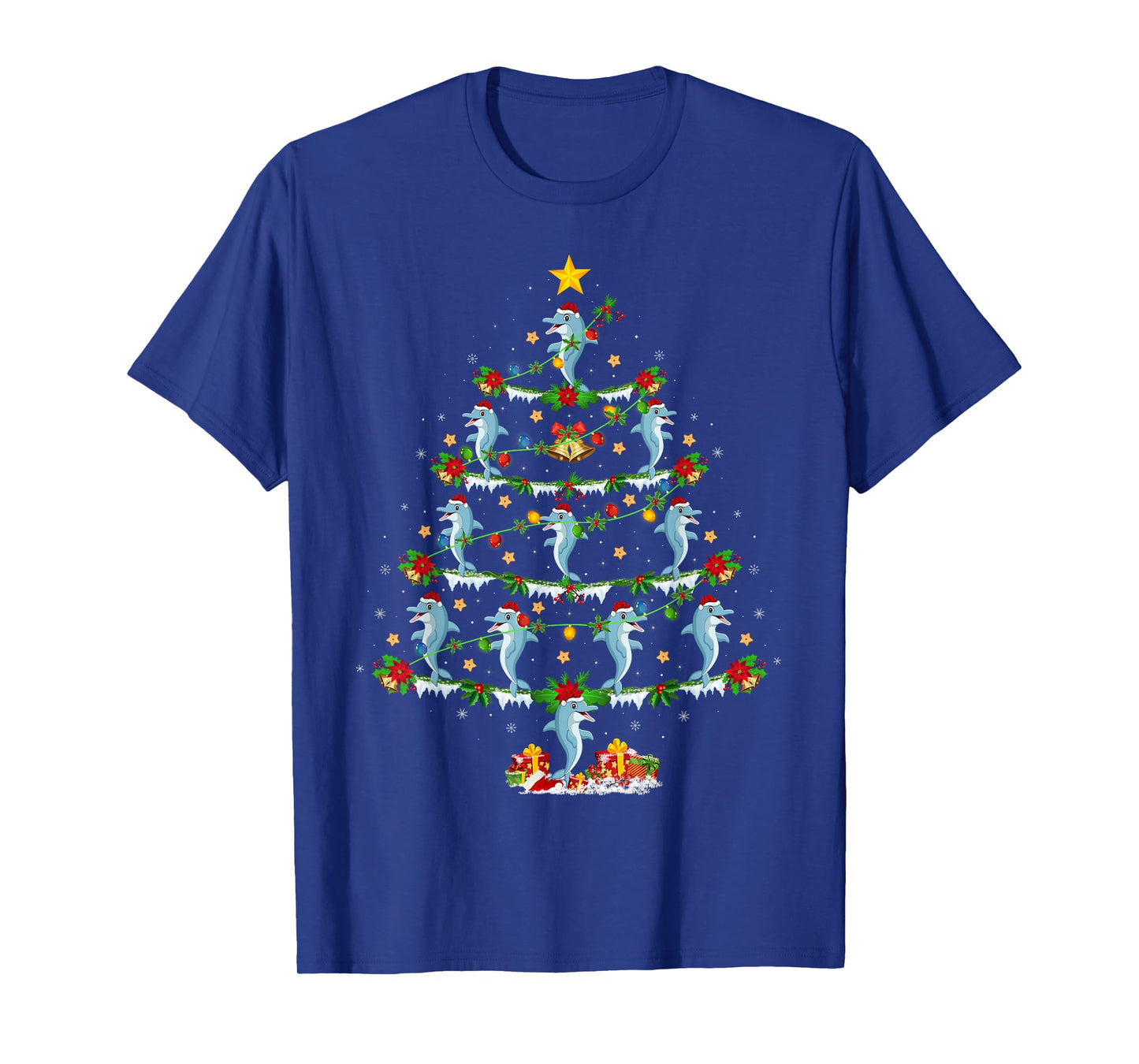 Dolphin Christmas Tree Lights Funny Sea Animal Xmas T-Shirt