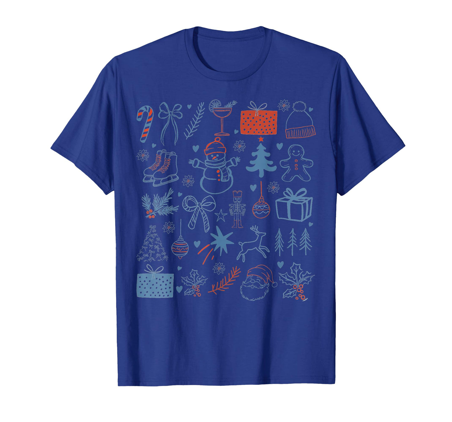 Retro Christmas Tree Santa Claus Festive Icons Xmas Cute T-Shirt