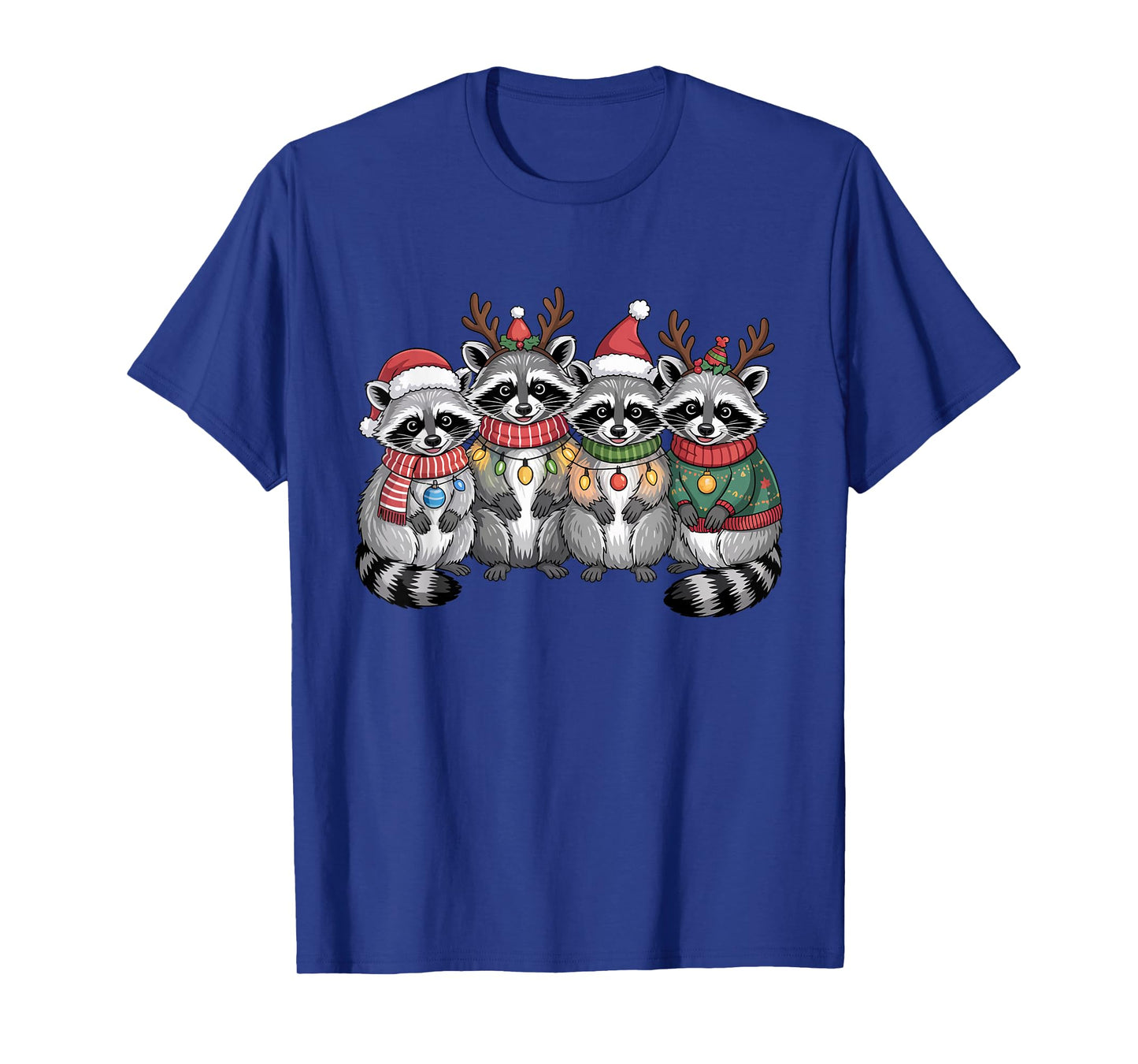 Christmas Lights Raccoon Santa Funny Xmas Tree for Men Women T-Shirt