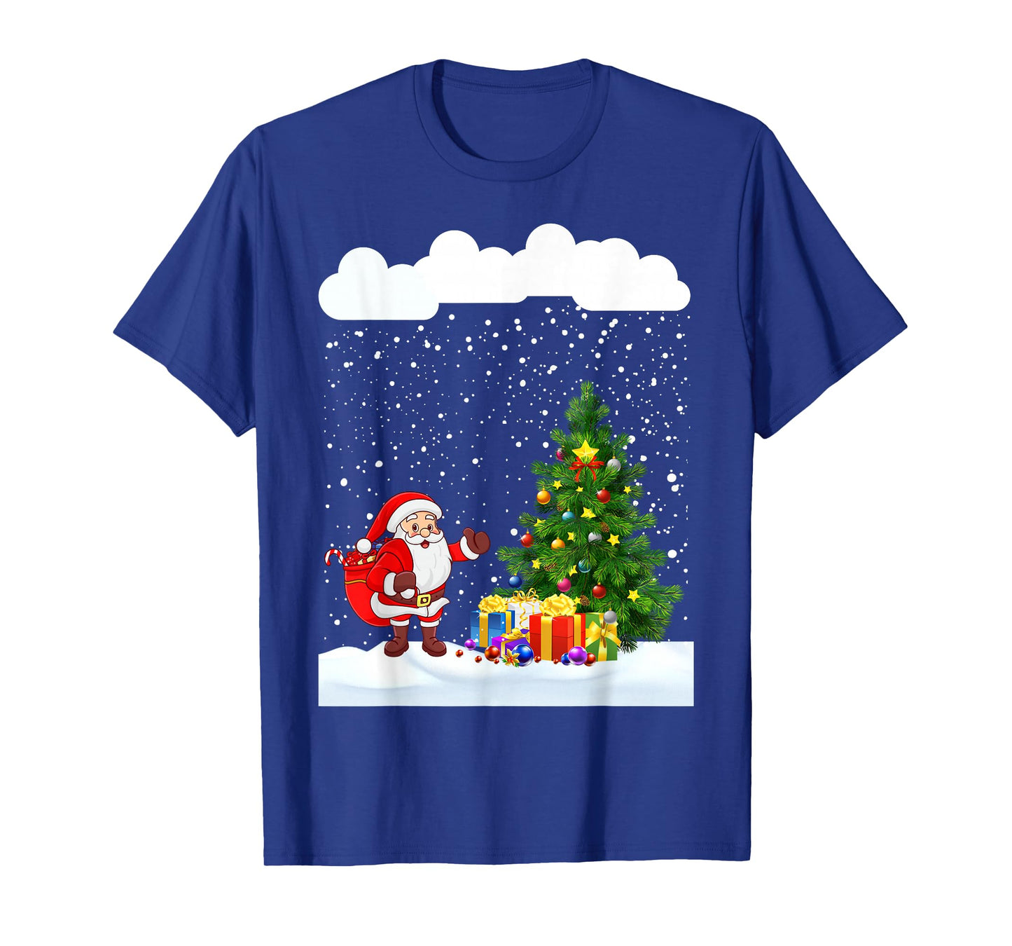 Christmas Snowfall Xmas Tree Festive Snowflakes Santa Claus T-Shirt