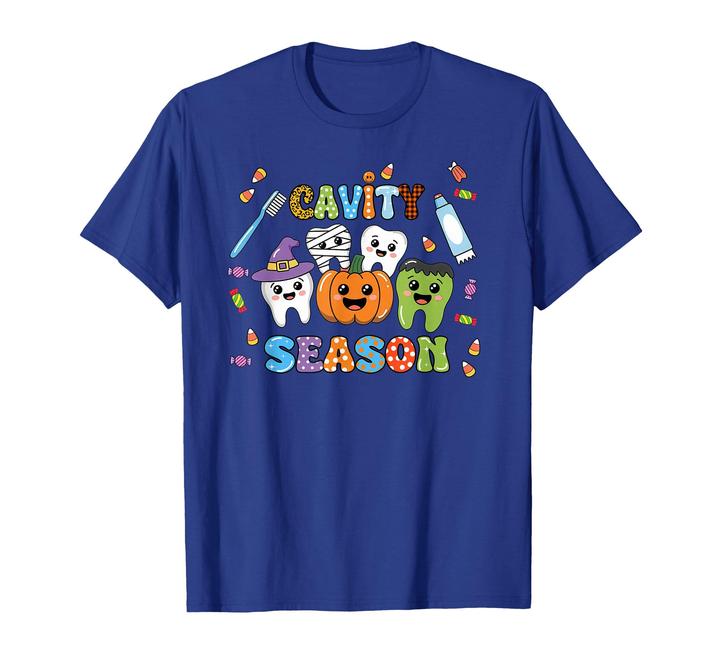 Groovy Retro Cavity Season Funny Tooth Squad Cute Halloween T-Shirt
