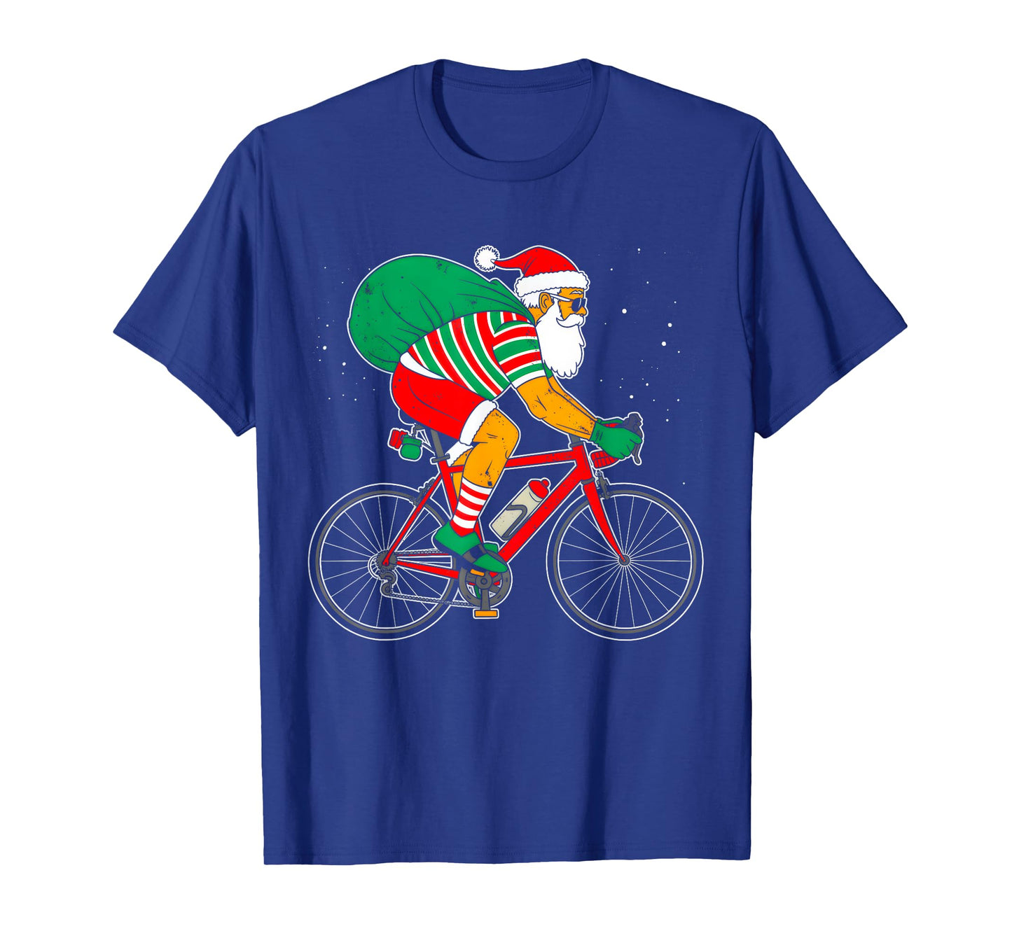 Retro Santa Riding Bicycle Cycling Biking Elf Bike Christmas T-Shirt