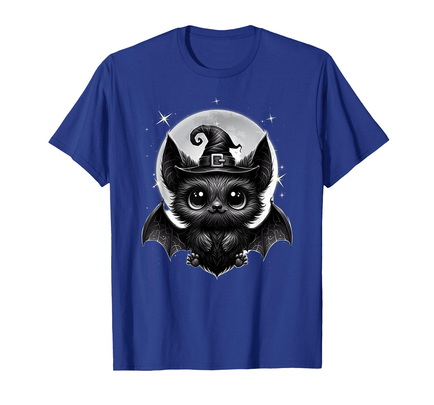 Cute Bat Wearing Witch Hat Trying to-Be Spooky Halloween Bat T-Shirt