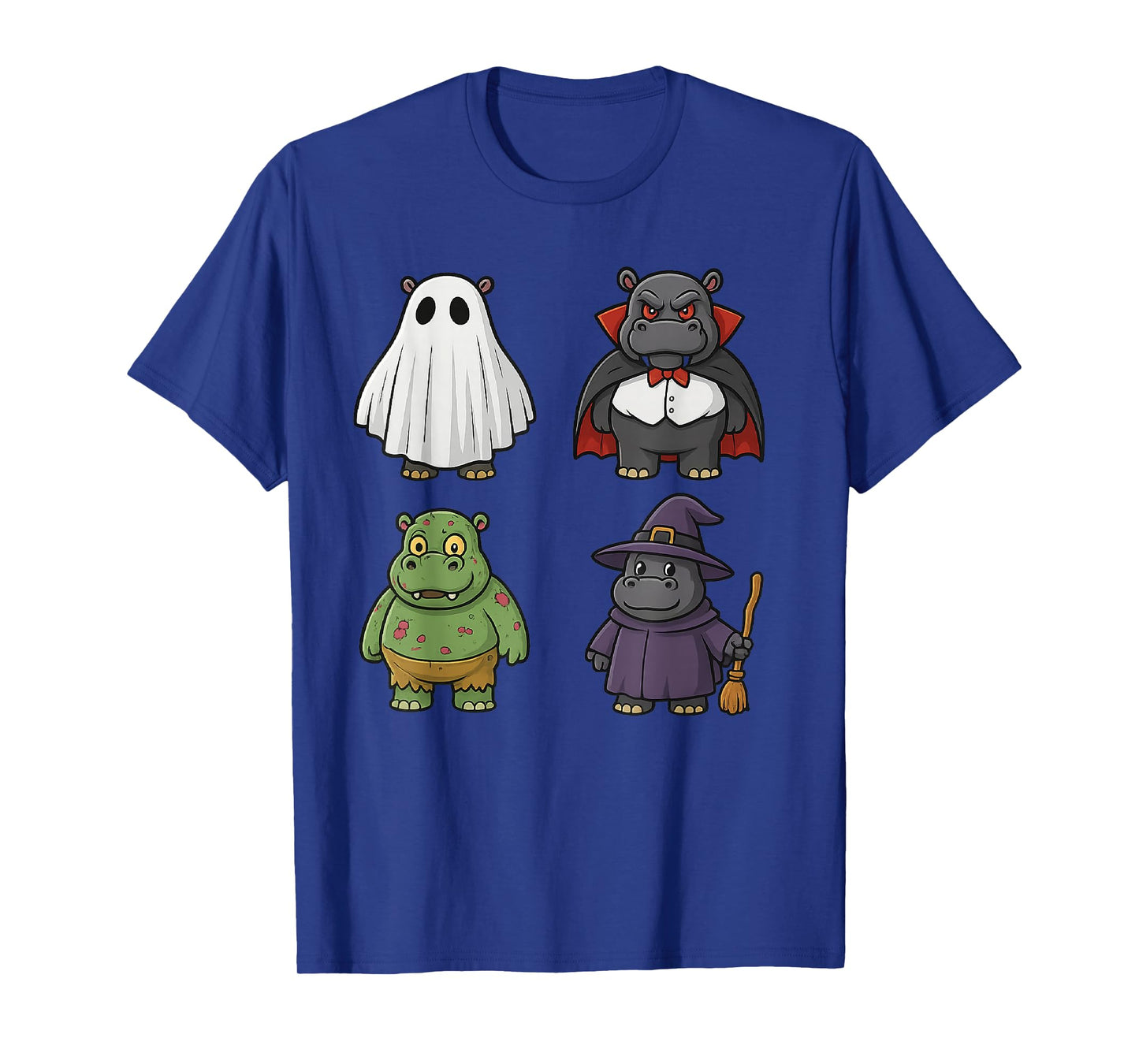 Cute Hippo Spooky Halloween Party Witch Ghost Vampire T-Shirt