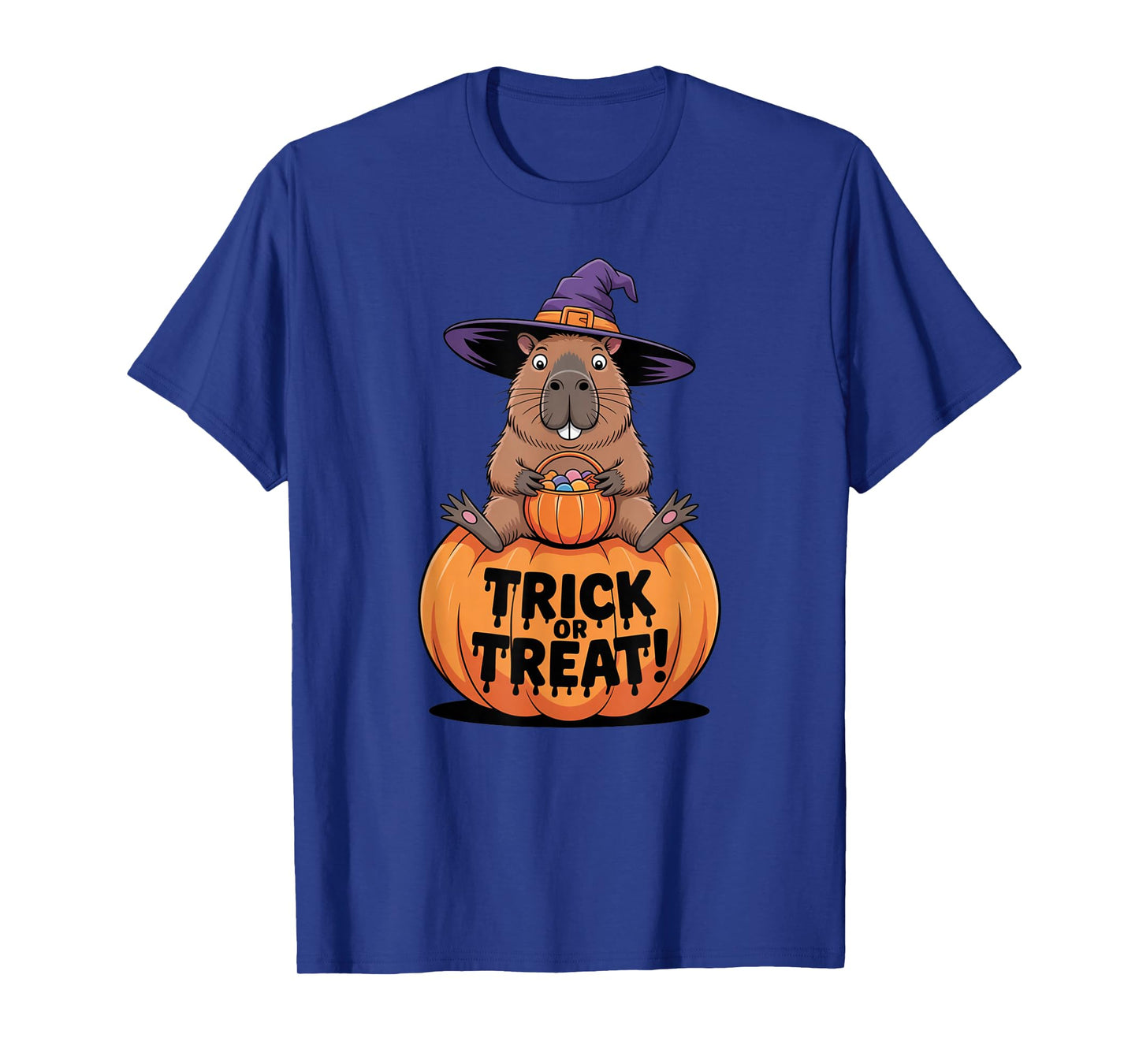 Funny Capybara Witch Hat Halloween Pumpkin Fun T-Shirt