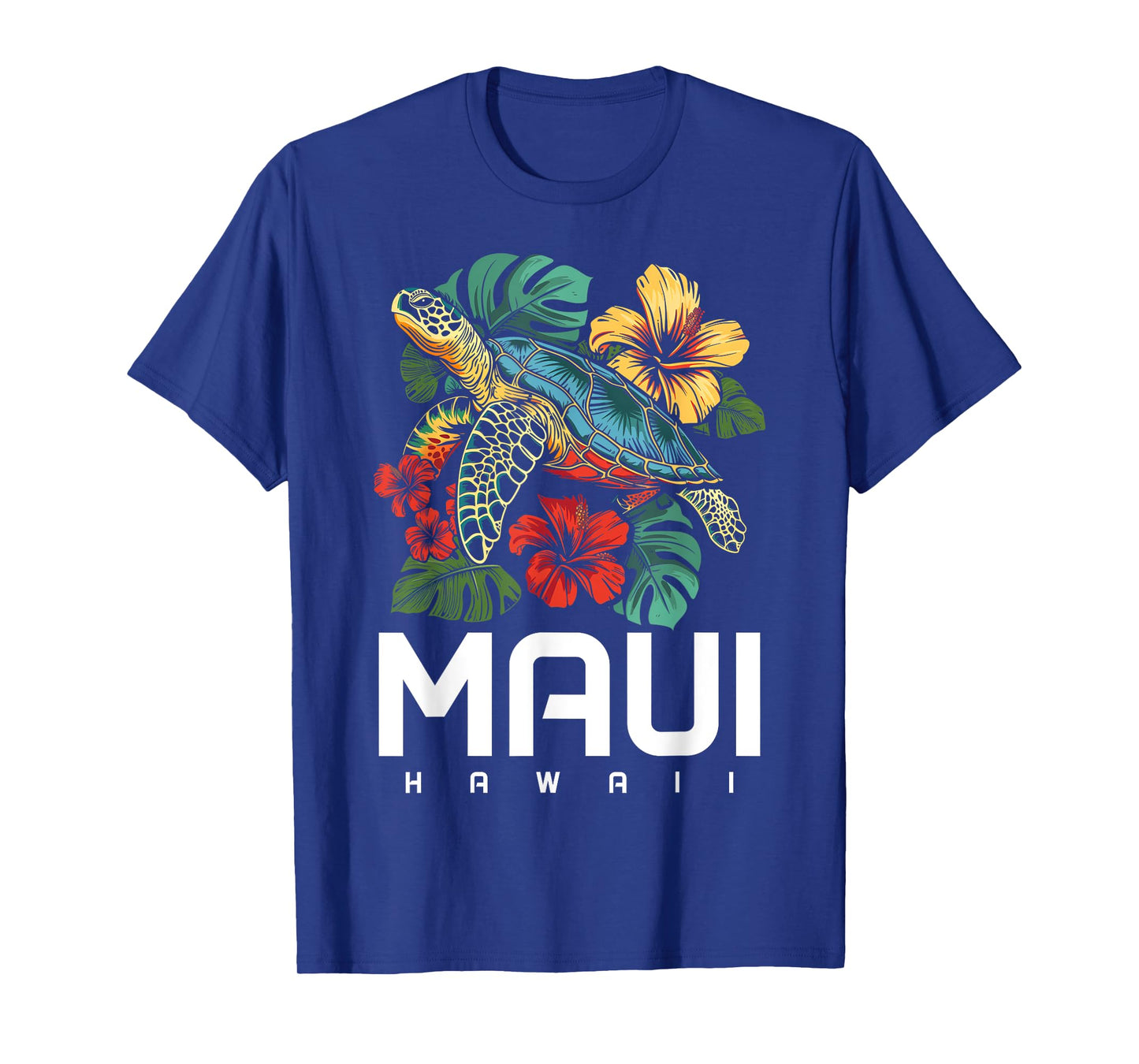 Maui Hawaii Sea Turtle Diving Flower Hawaii Souvenir T-Shirt