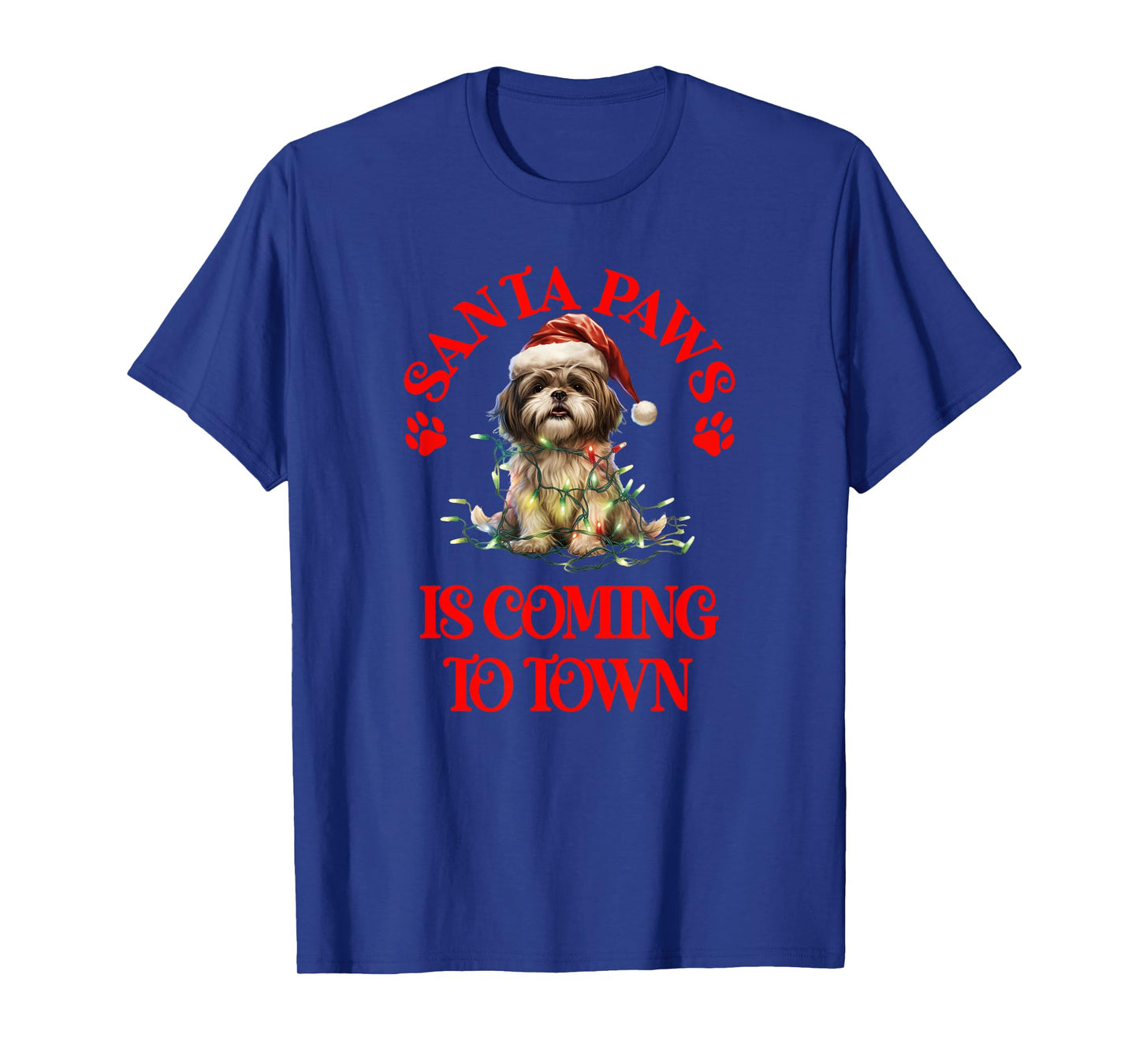 Santa Paws is Coming to Town with Christmas Lhaso Apso T-Shirt