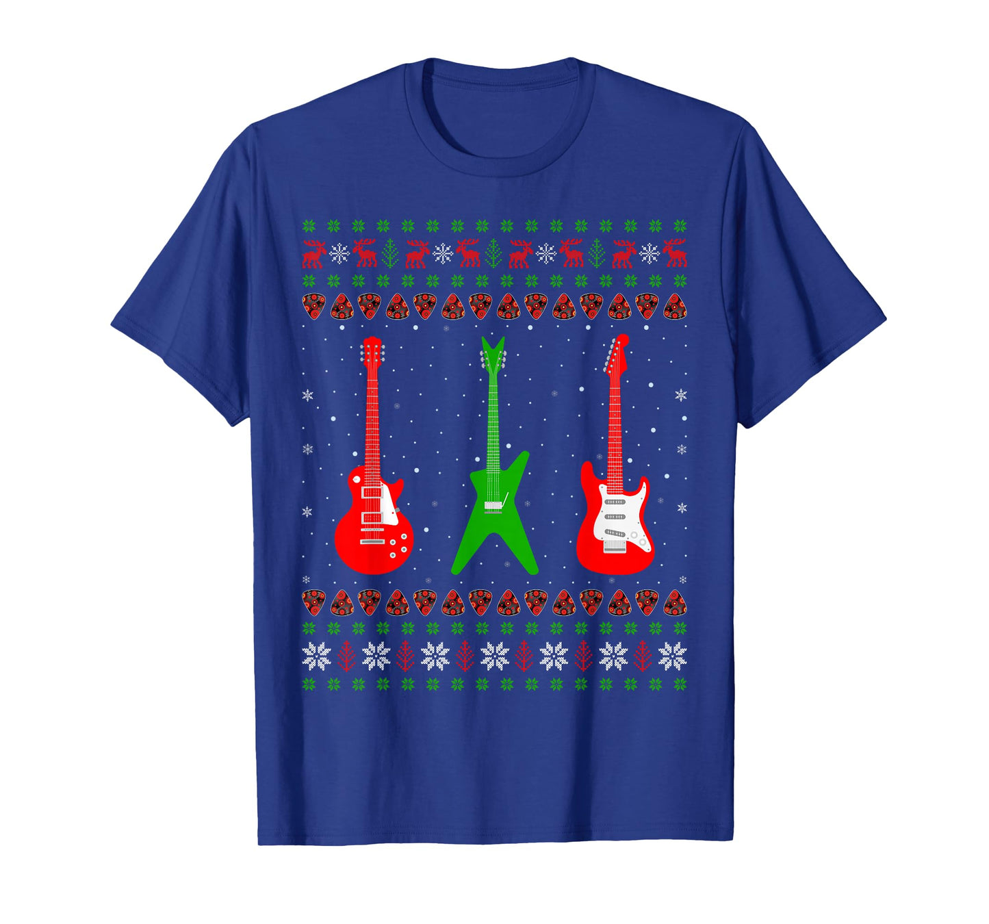 Ugly Xmas Sweater Style Guitarist Musical Guitar Christmas T-Shirt