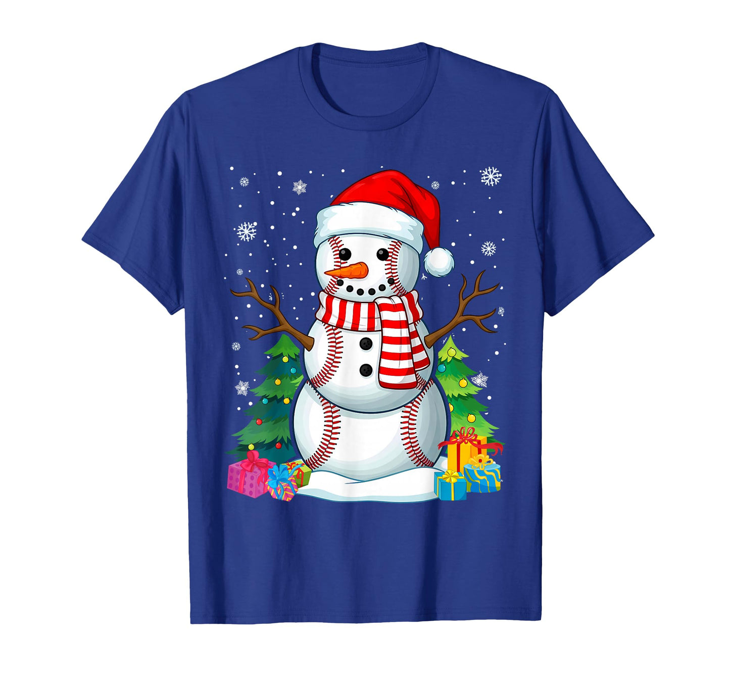 Ball Xmas Santa Snowman Baseball Christmas T-Shirt