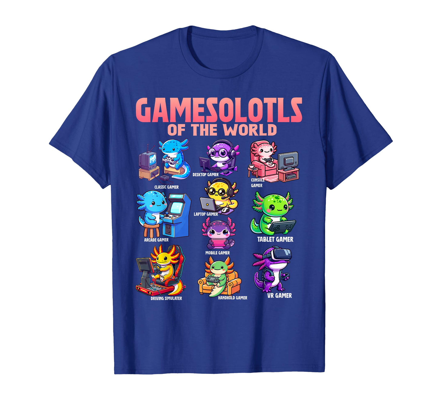 Gamesolotls of the World Diverse Gamer Axolotl Animals T-Shirt