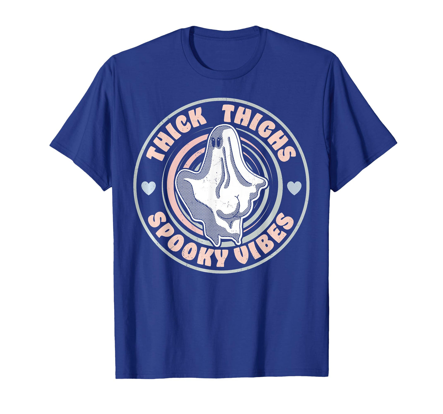Thick Thighs Spooky Vibes Funny Halloween Ghost Pastel Goth T-Shirt