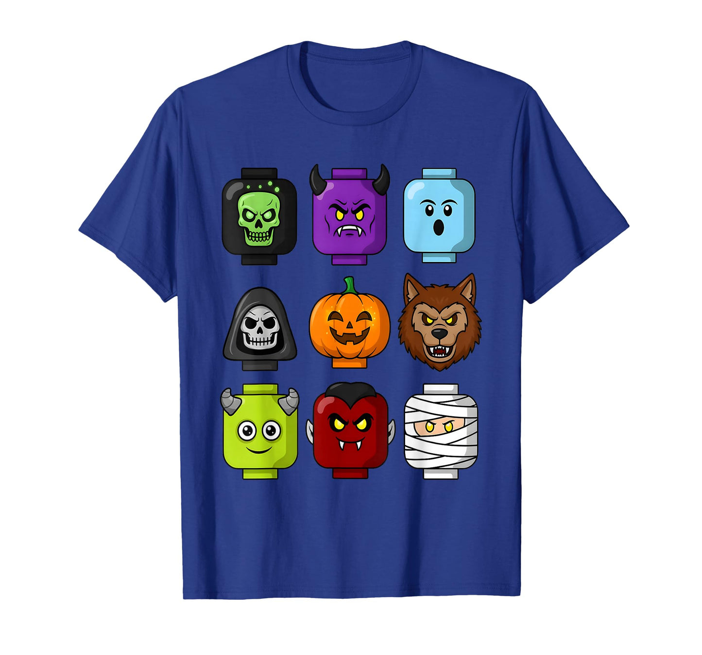 Halloween Building Brick Head Pumpkin Ghost Zombie Boys T-Shirt
