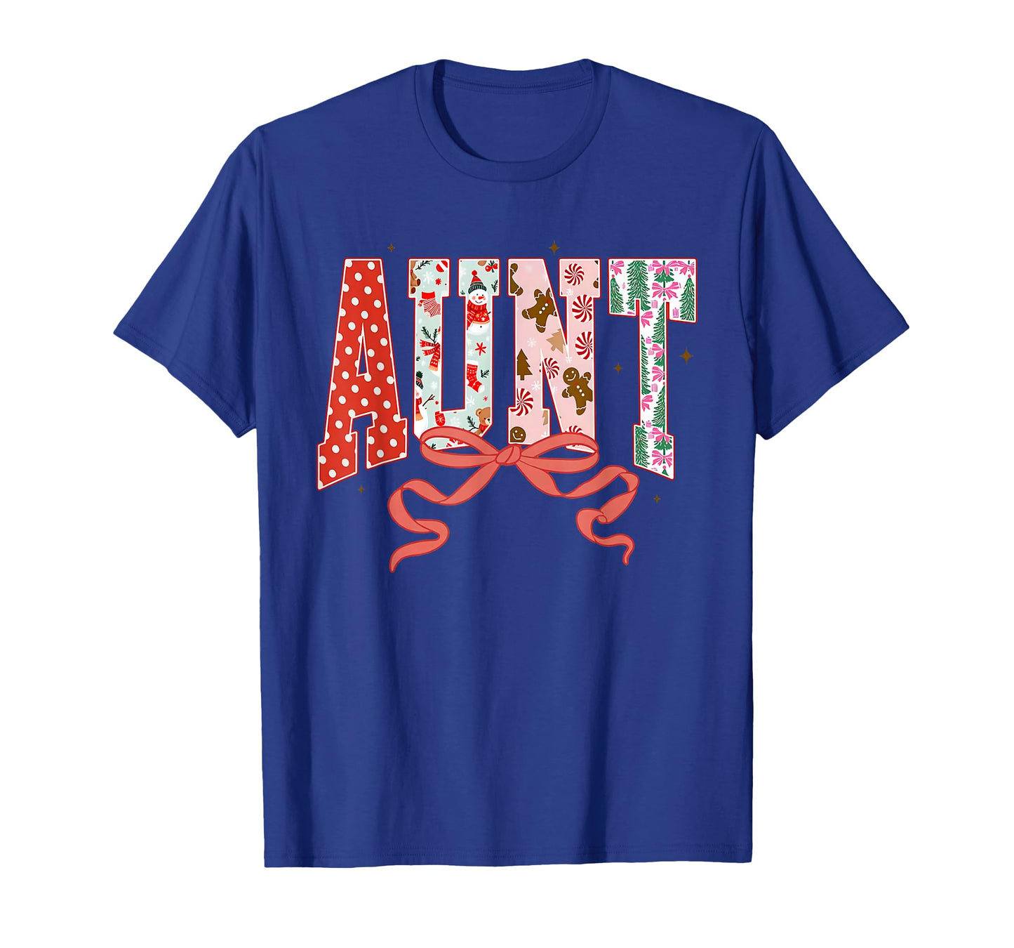 Aunt Cute Pink Coquette Bow Christmas Matching Family Xmas T-Shirt