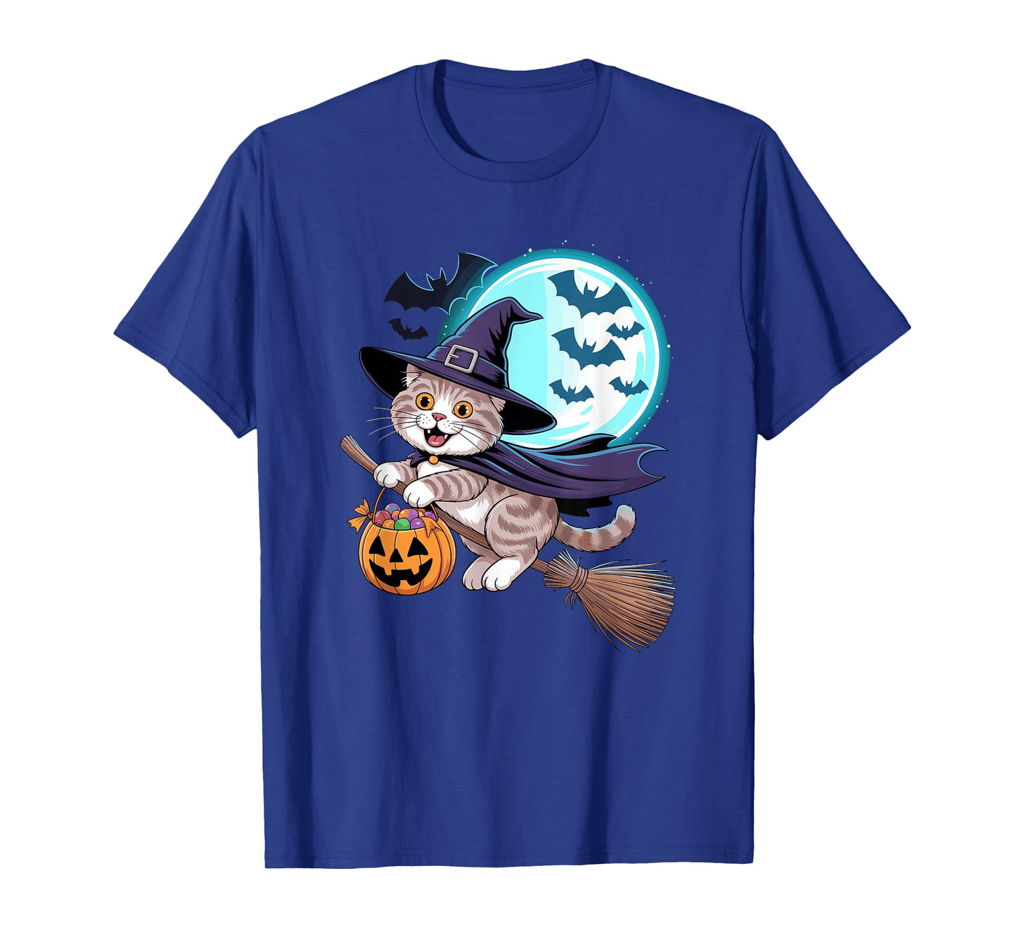 Halloween Witch Scottish Fold Moon Coupari T-Shirt