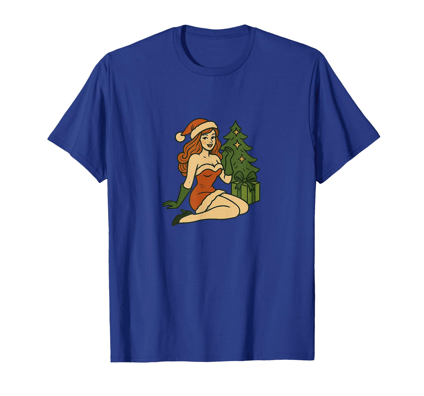 Vintage Merry Christmas Pinup Girl Holiday Retro Art T-Shirt