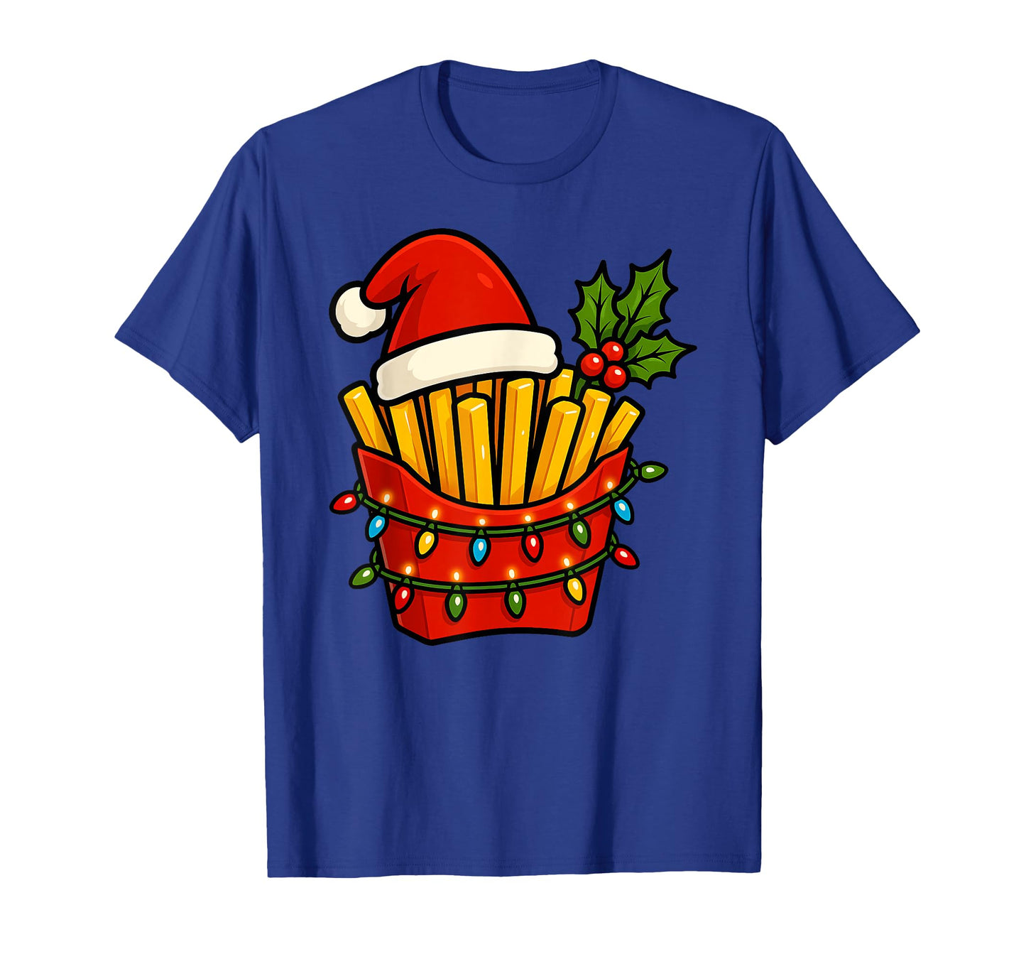 French Fries Merry Christmas Santa Hat Xmas Boys Girls Kids T-Shirt