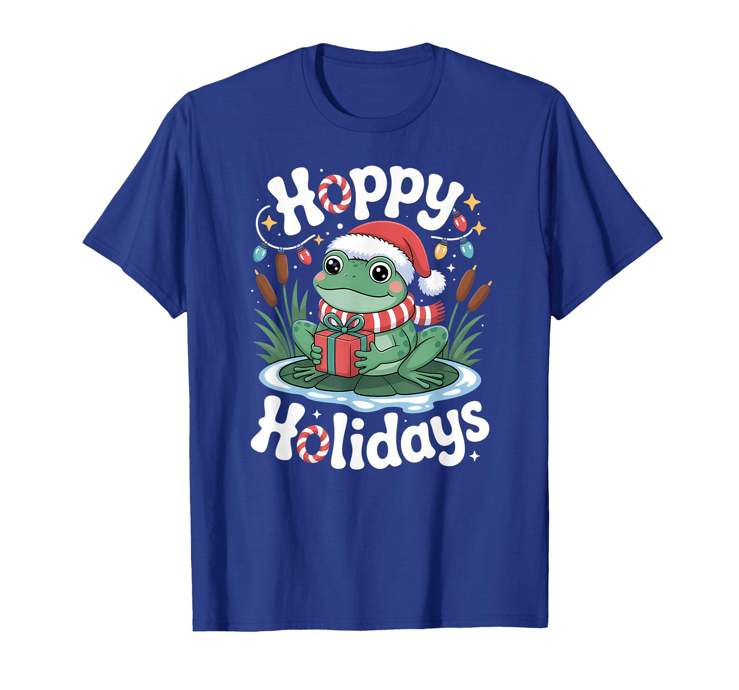 Hoppy Holidays Funny Frog Christmas Pun T-Shirt