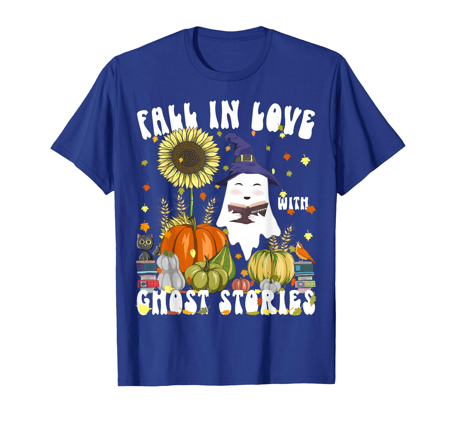 Fall in Love with Ghost Stories Funny Book Lovers Halloween T-Shirt
