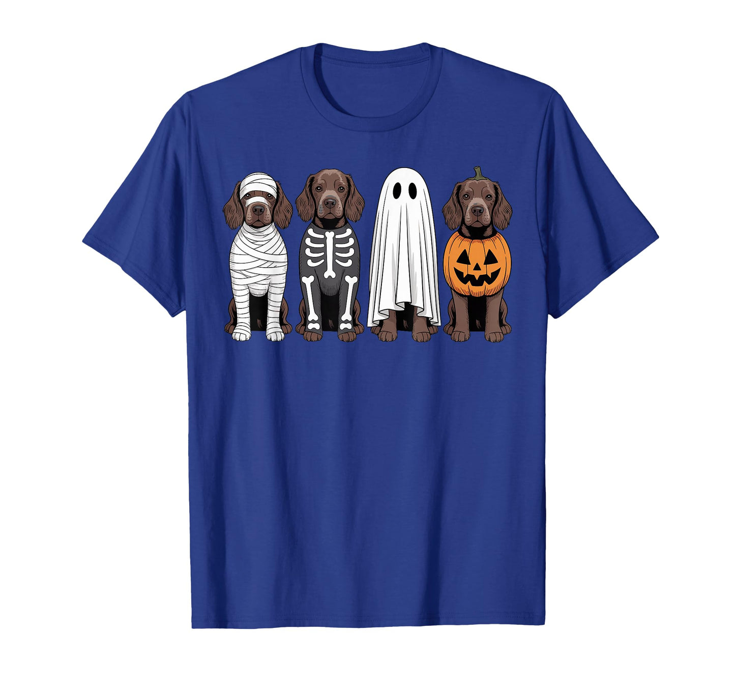 Spooky Ghost Boykin Spaniel Pumpkin Halloween Dog Skeleton T-Shirt