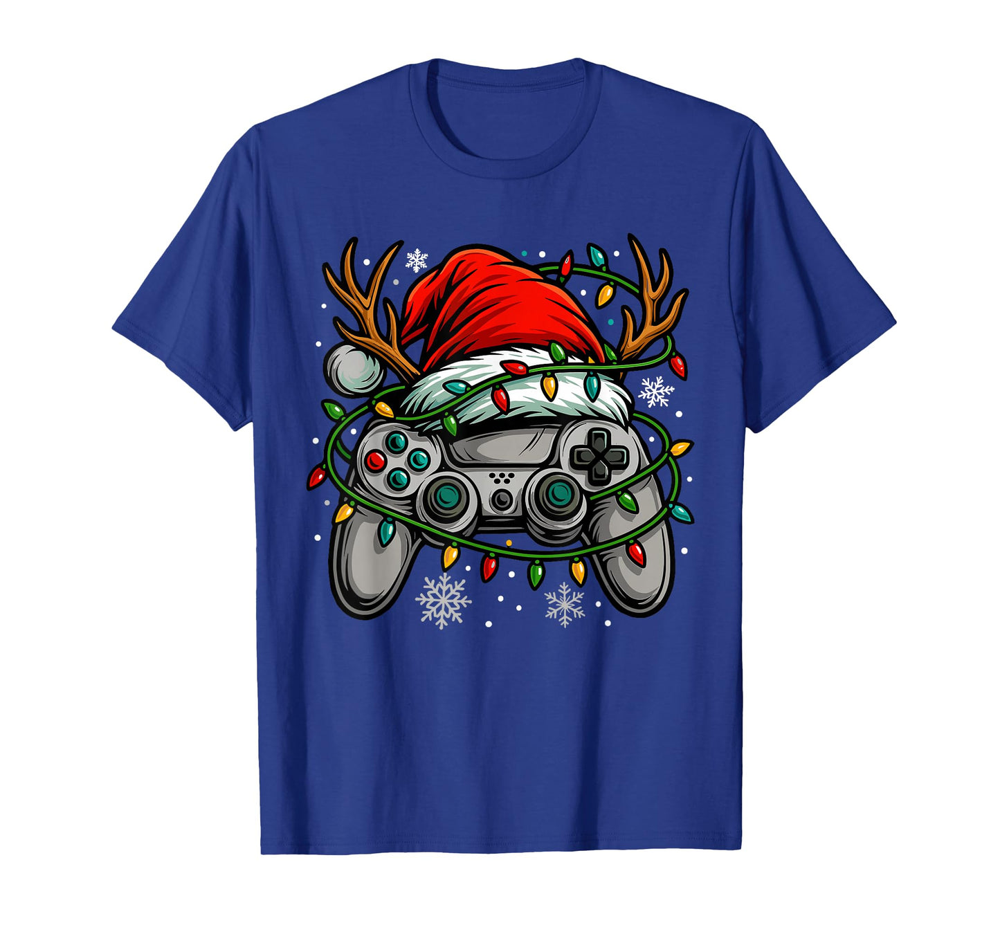 Nerdy Christmas Shirt for Boys, Gaming Controller Santa Hat T-Shirt