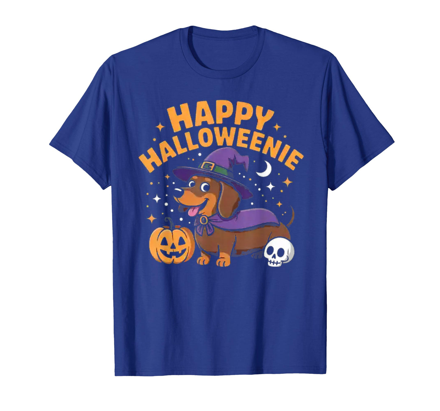 Dachshund Weiner Dog Witch Happy Halloweenie T-Shirt