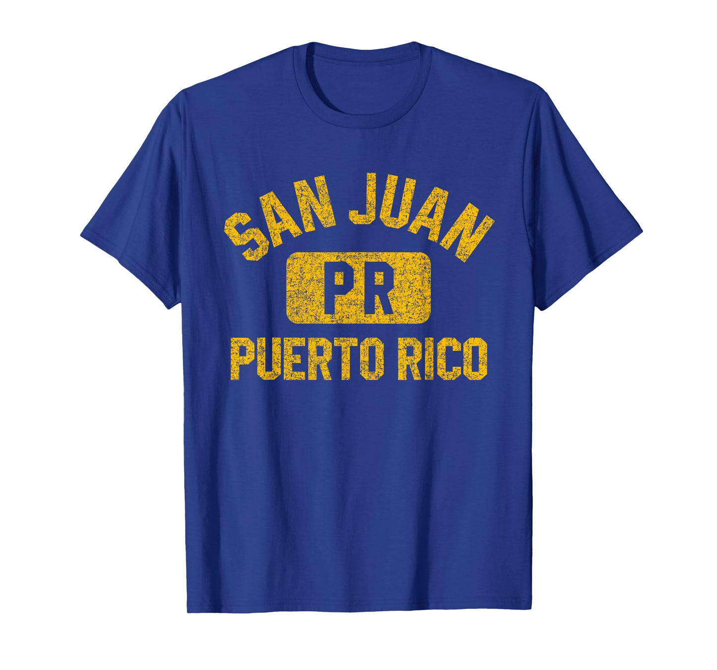 San Juan Puerto Rico Gym Style Distressed Amber Print T-Shirt