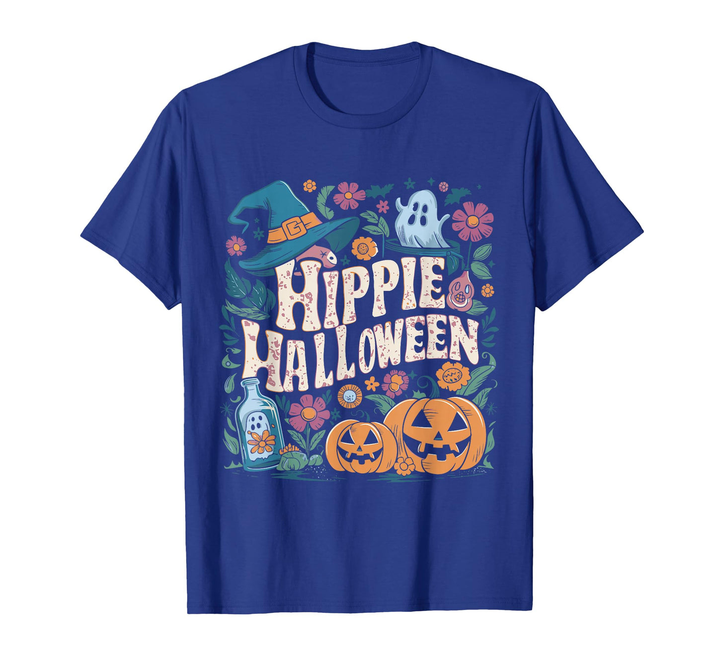 Hippie Halloween Groovy Ghost Pumpkins T-Shirt