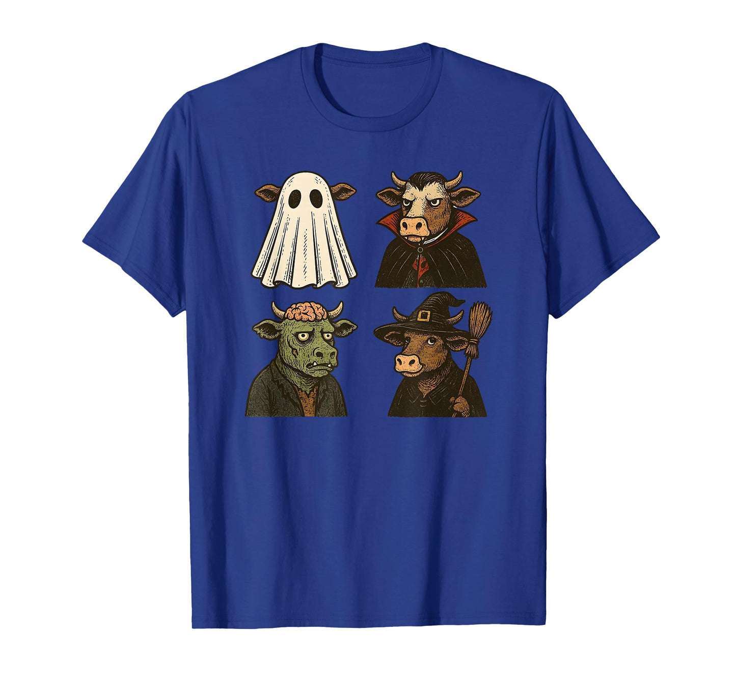 Cow Spooky Witch Boo Zombie Cute Cow Halloween Boys Girls T-Shirt