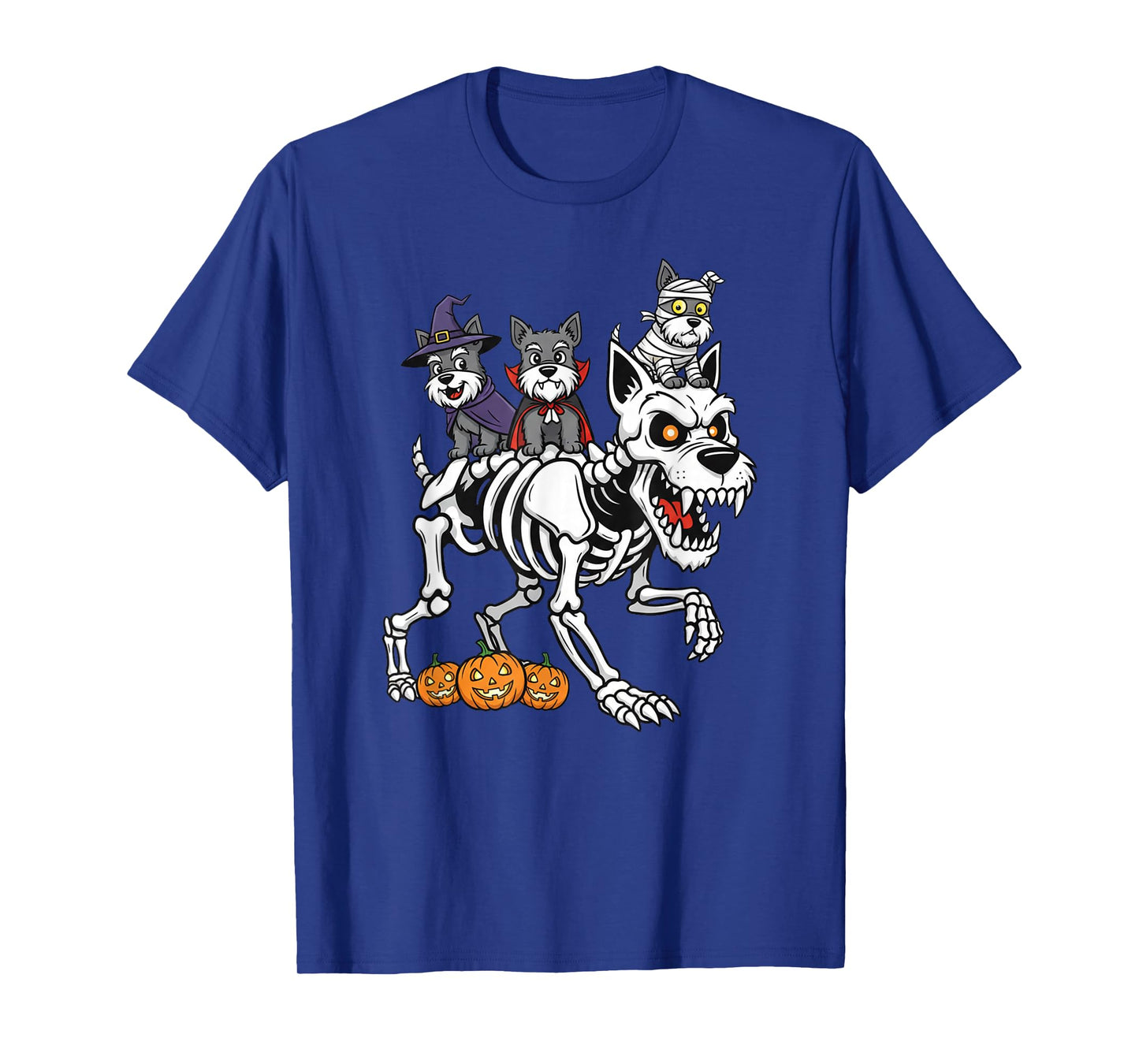 Scottish Terrier Skeleton Mummy Witch Halloween Mens Womens T-Shirt