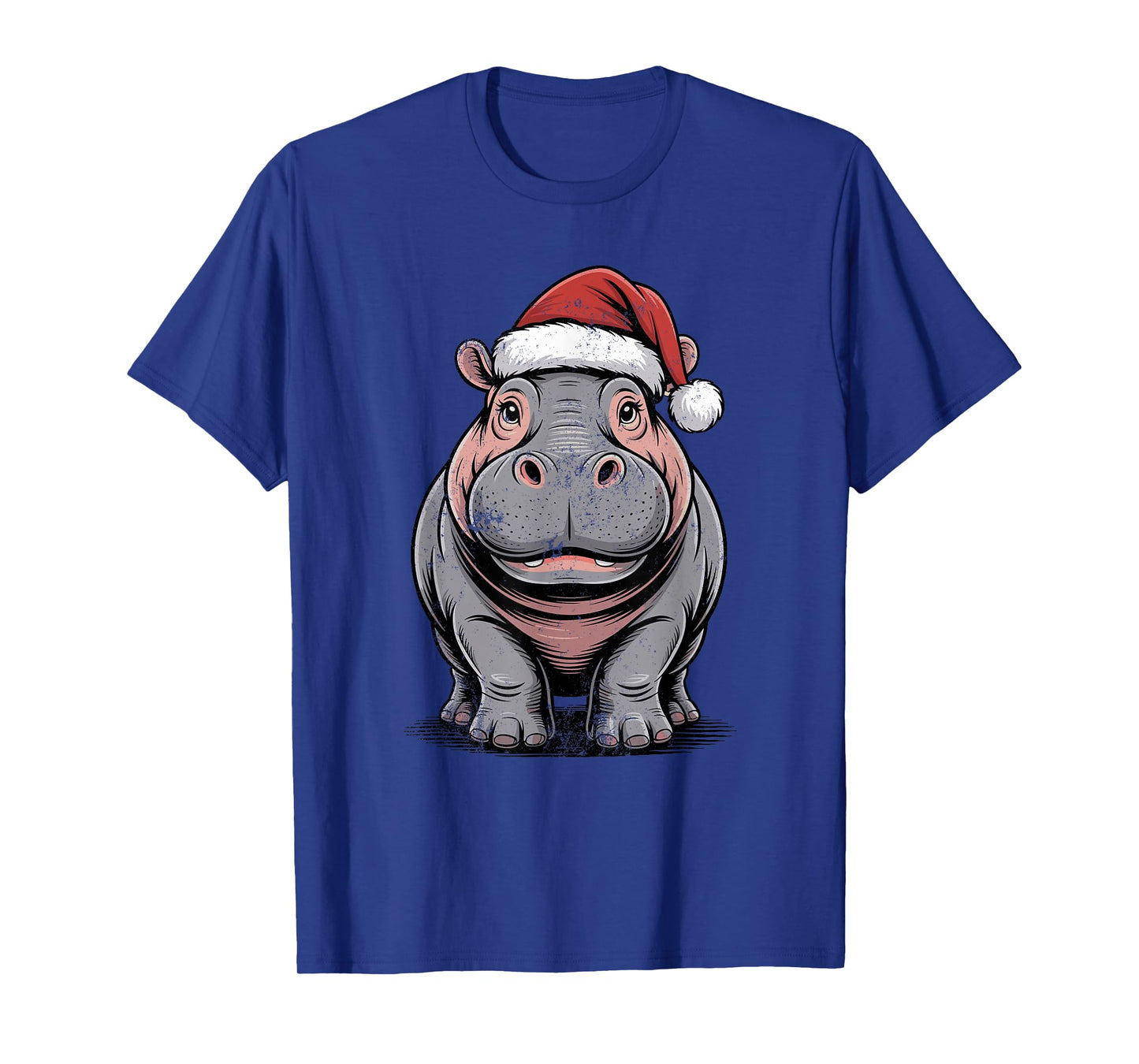 Hippopotamus Santa Hat Christmas Vintage Animal Lovers T-Shirt