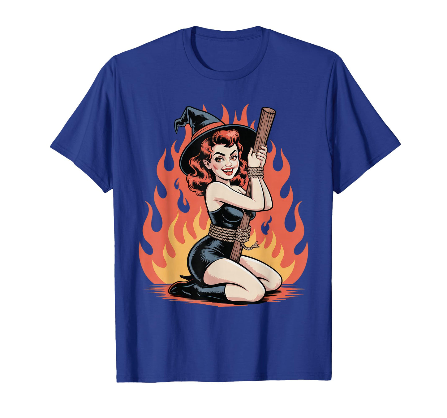 Vintage Witch Bound by Fire Retro Halloween Spooky T-Shirt