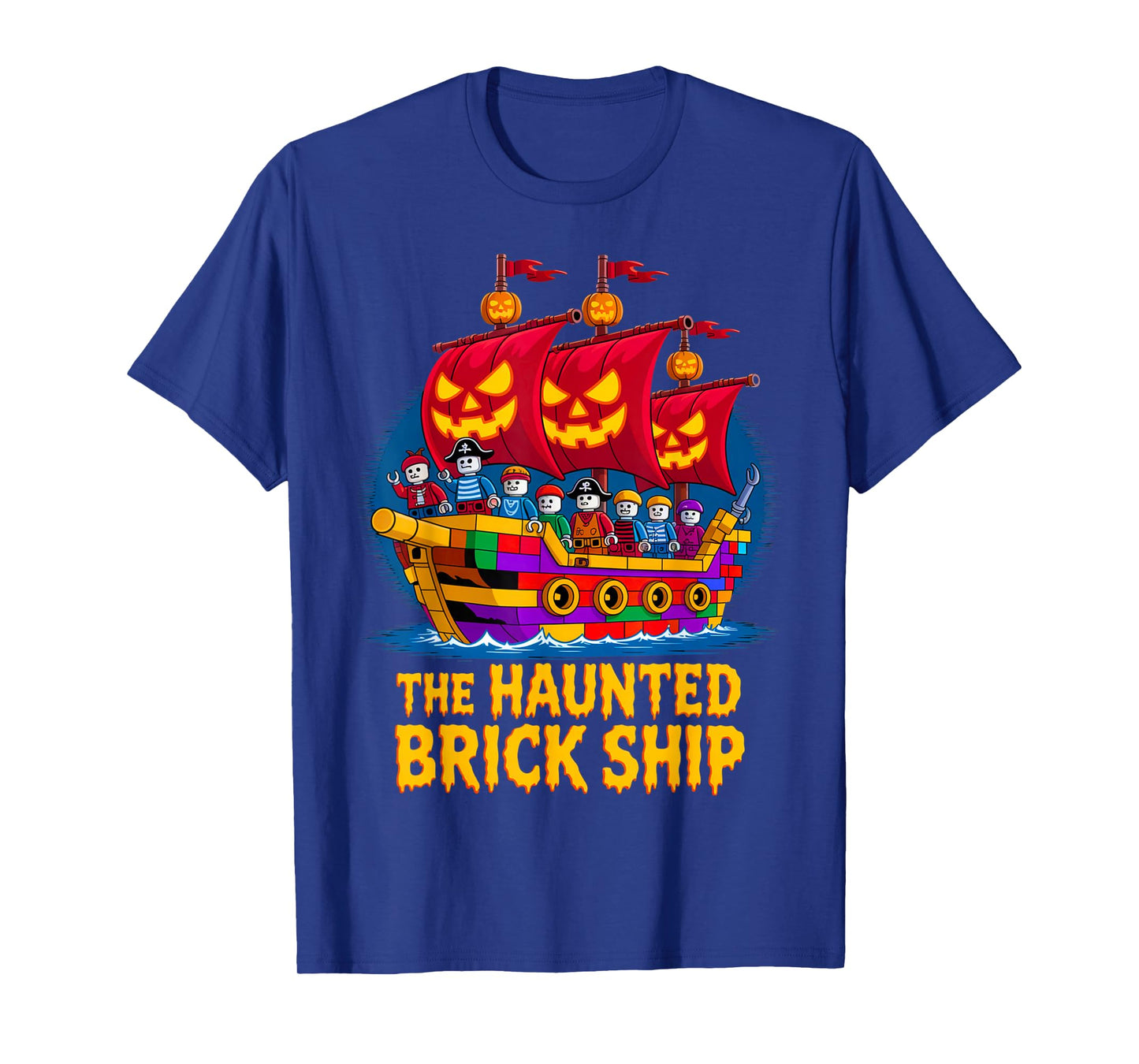 Halloween Bricks Pirate Skeleton Builder Blocks Building Toy T-Shirt
